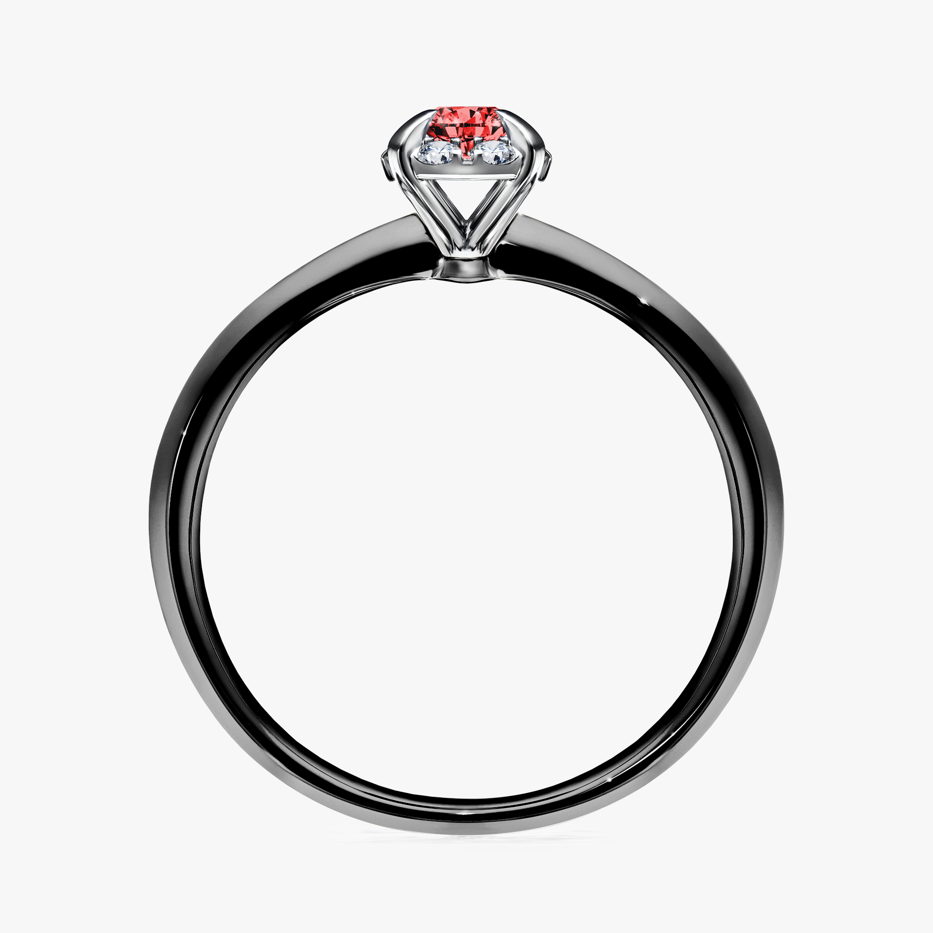 Pierścionek zaręczynowy My Beauty z czarnego złota z czerwonym diamentem 0,14ct