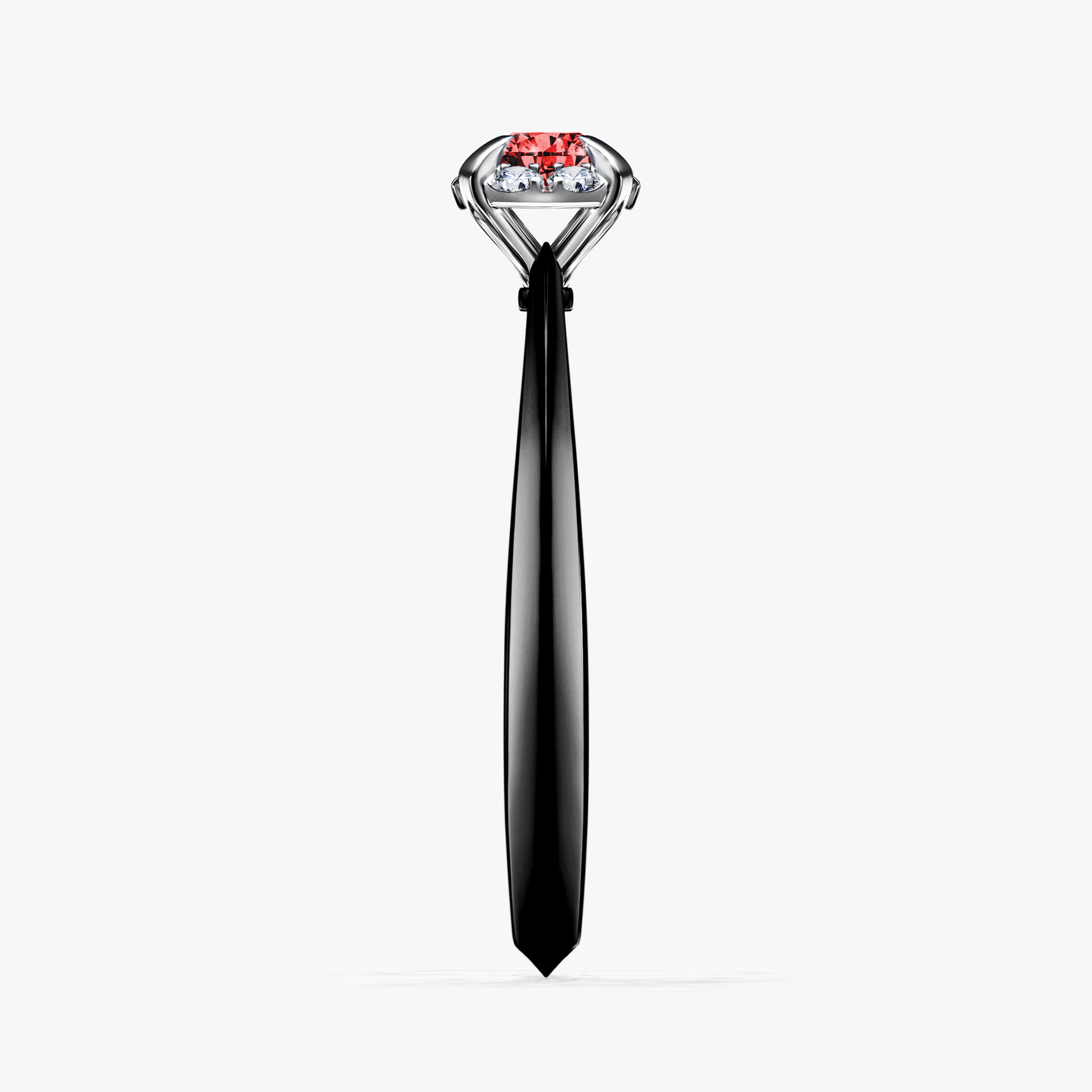 Pierścionek zaręczynowy My Beauty z czarnego złota z czerwonym diamentem 0,14ct