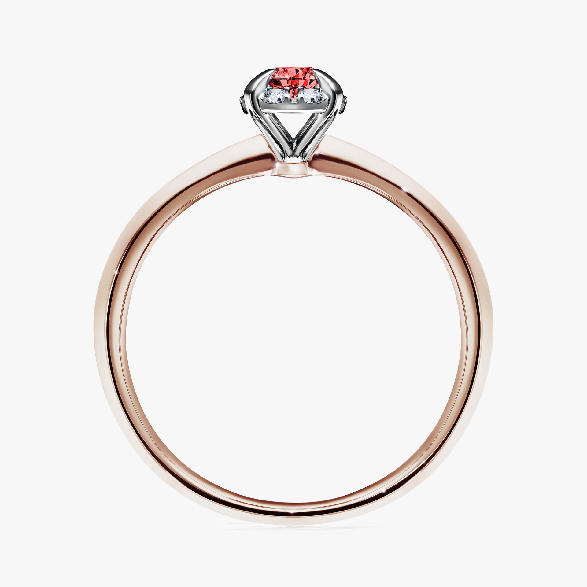 Pierścionek zaręczynowy My Beauty z różowego złota z czerwonym diamentem 0,14ct