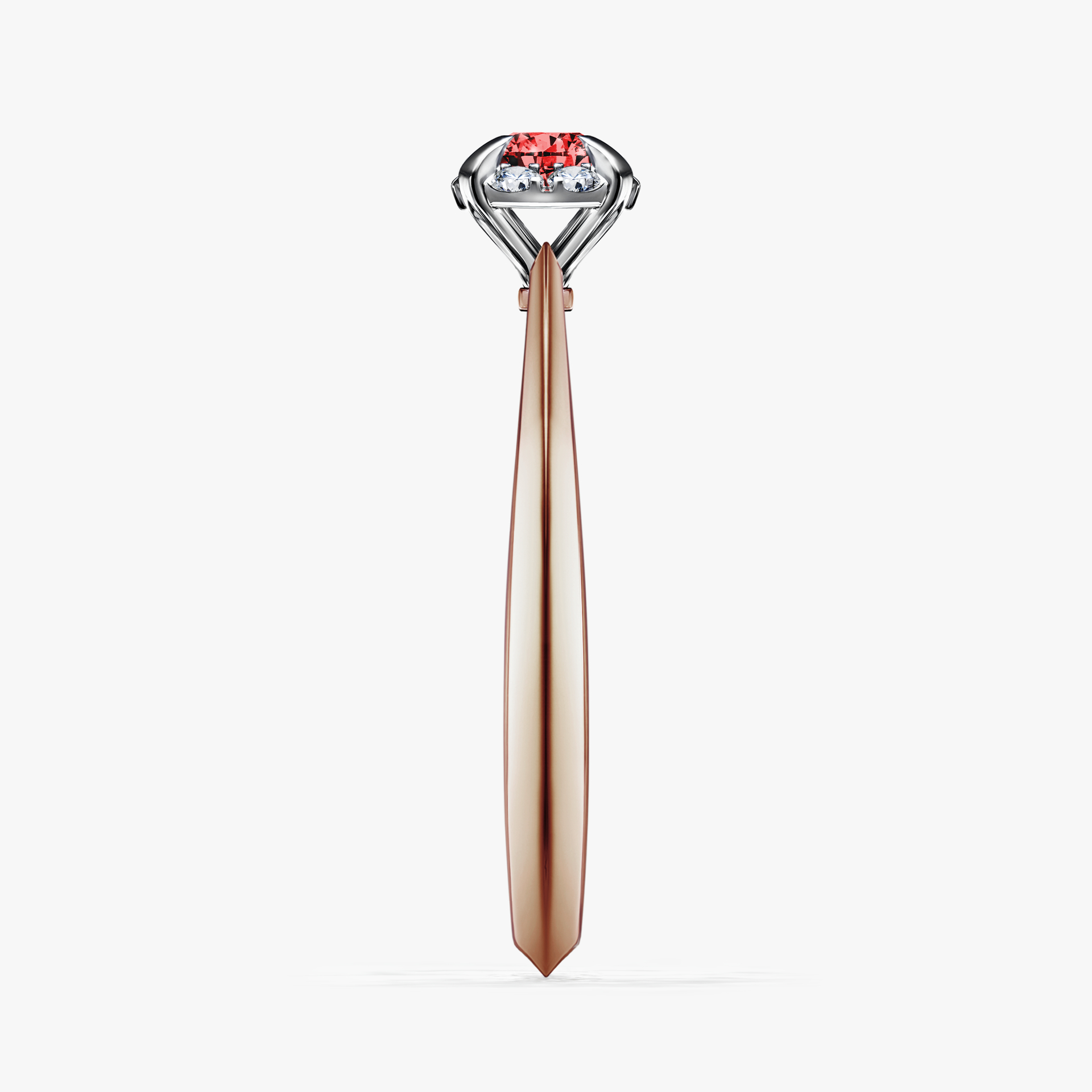 Pierścionek zaręczynowy My Beauty z różowego złota z czerwonym diamentem 0,14ct