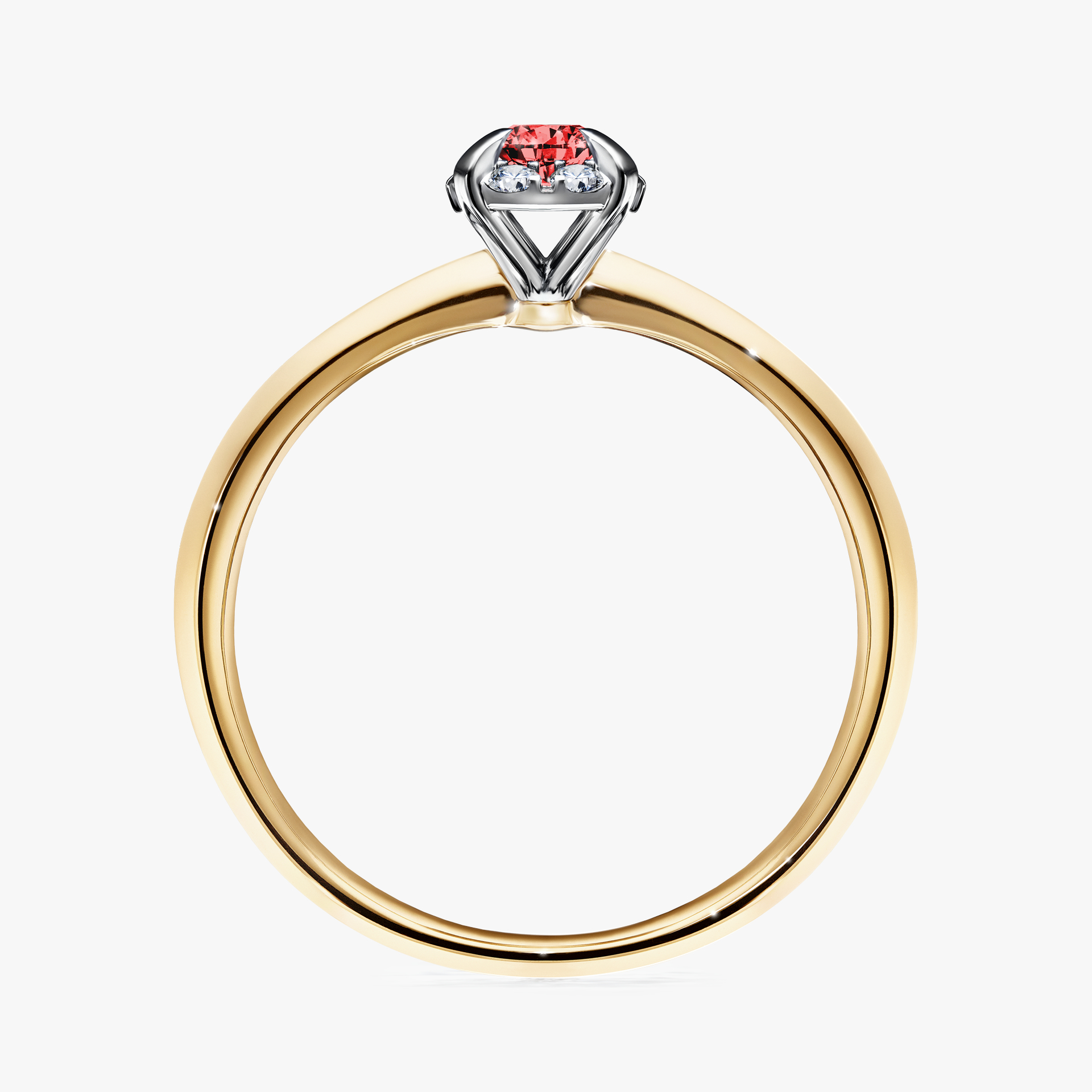 Pierścionek zaręczynowy My Beauty z żółtego złota z czerwonym diamentem 0,14ct