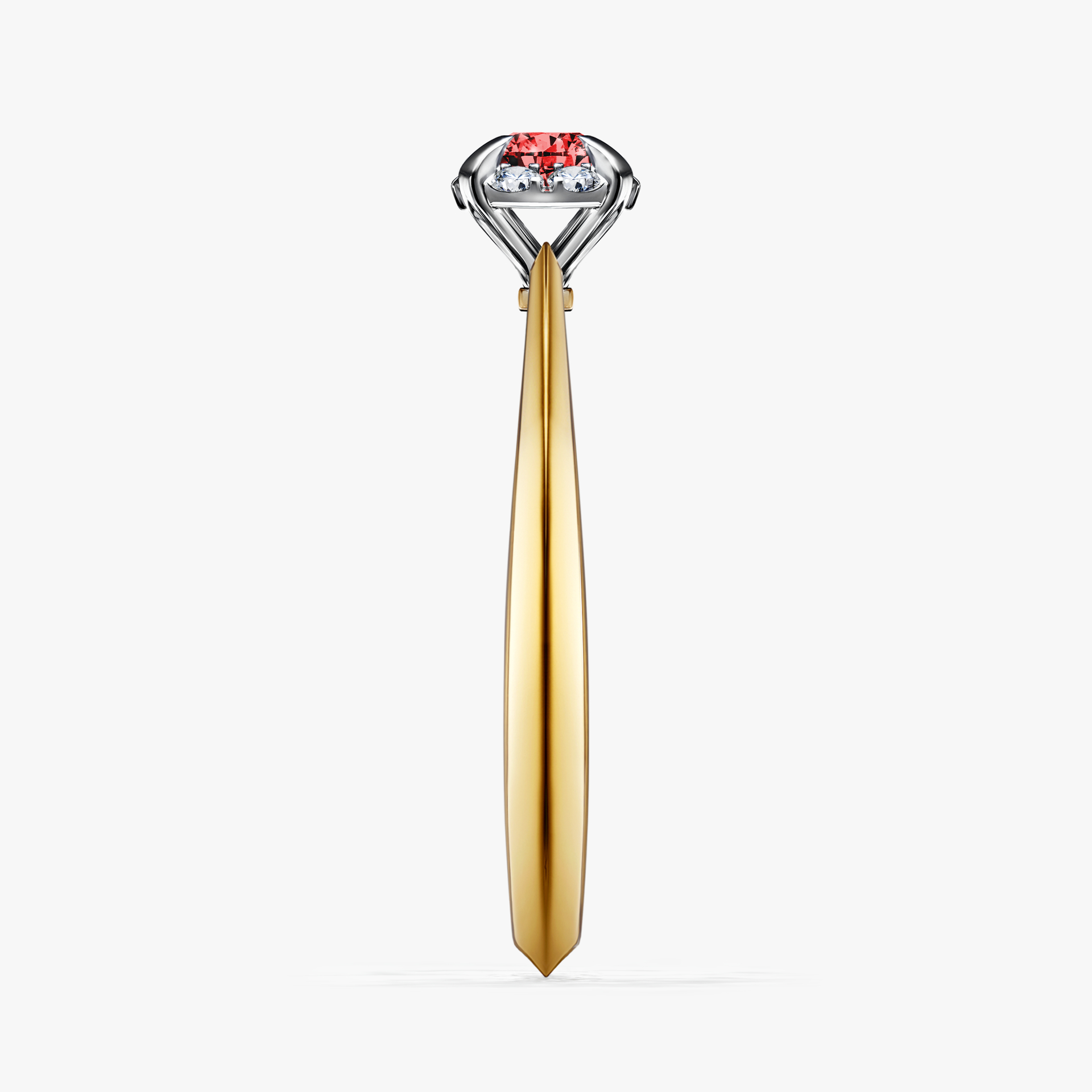 Pierścionek zaręczynowy My Beauty z żółtego złota z czerwonym diamentem 0,14ct