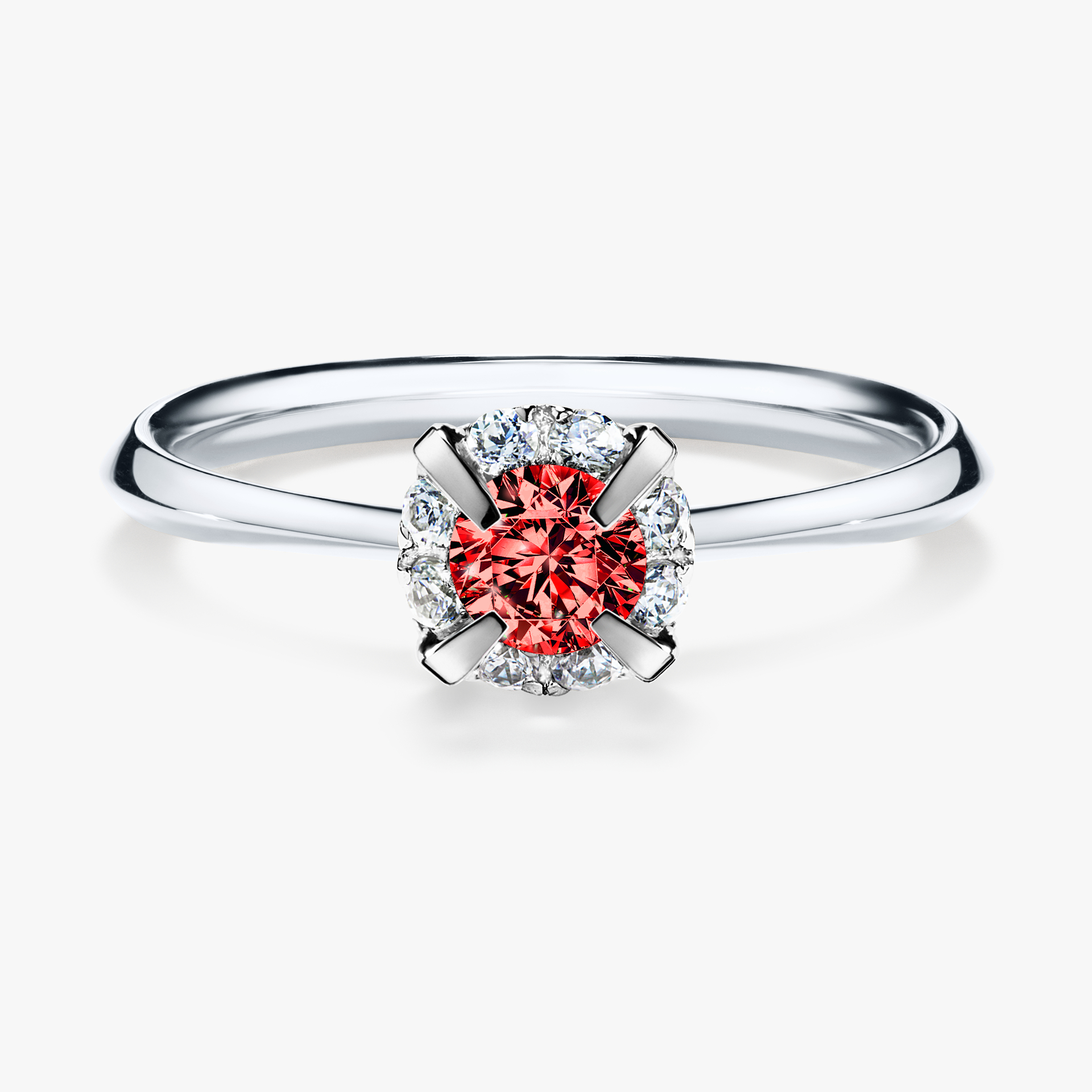 Pierścionek zaręczynowy My Beauty z białego złota z czerwonym diamentem 0,33ct