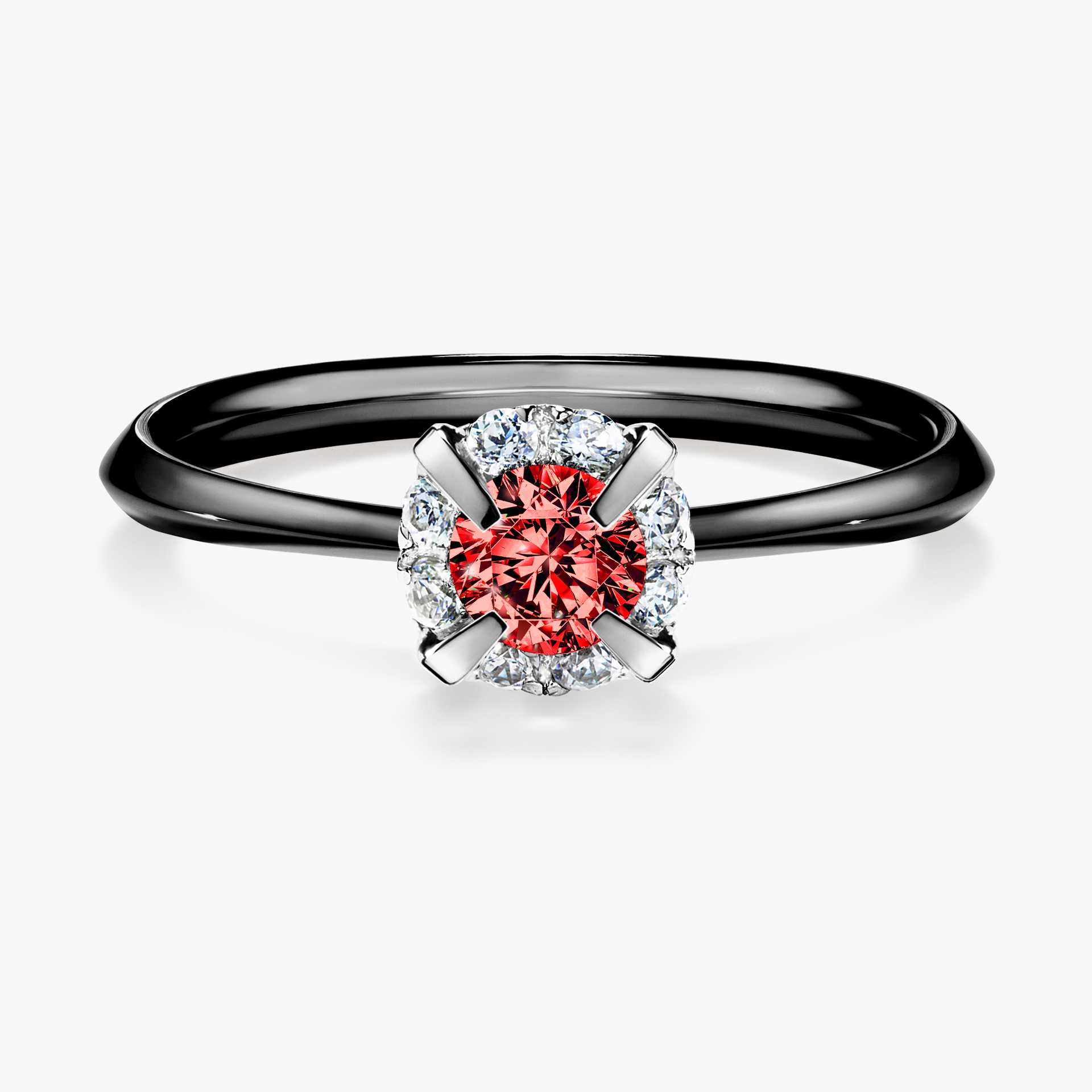 Pierścionek zaręczynowy My Beauty z czarnego złota z czerwonym diamentem 0,33ct