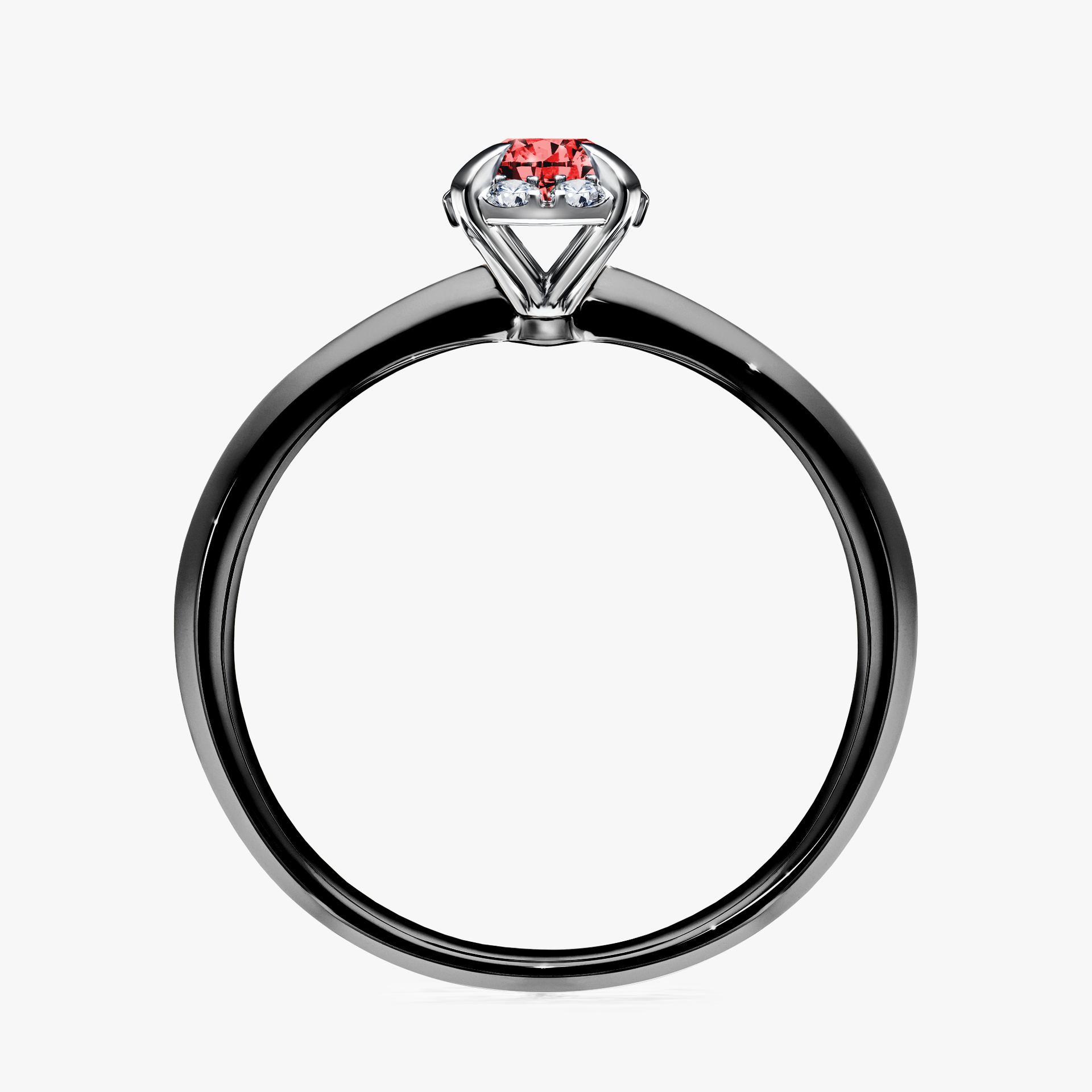 Pierścionek zaręczynowy My Beauty z czarnego złota z czerwonym diamentem 0,33ct