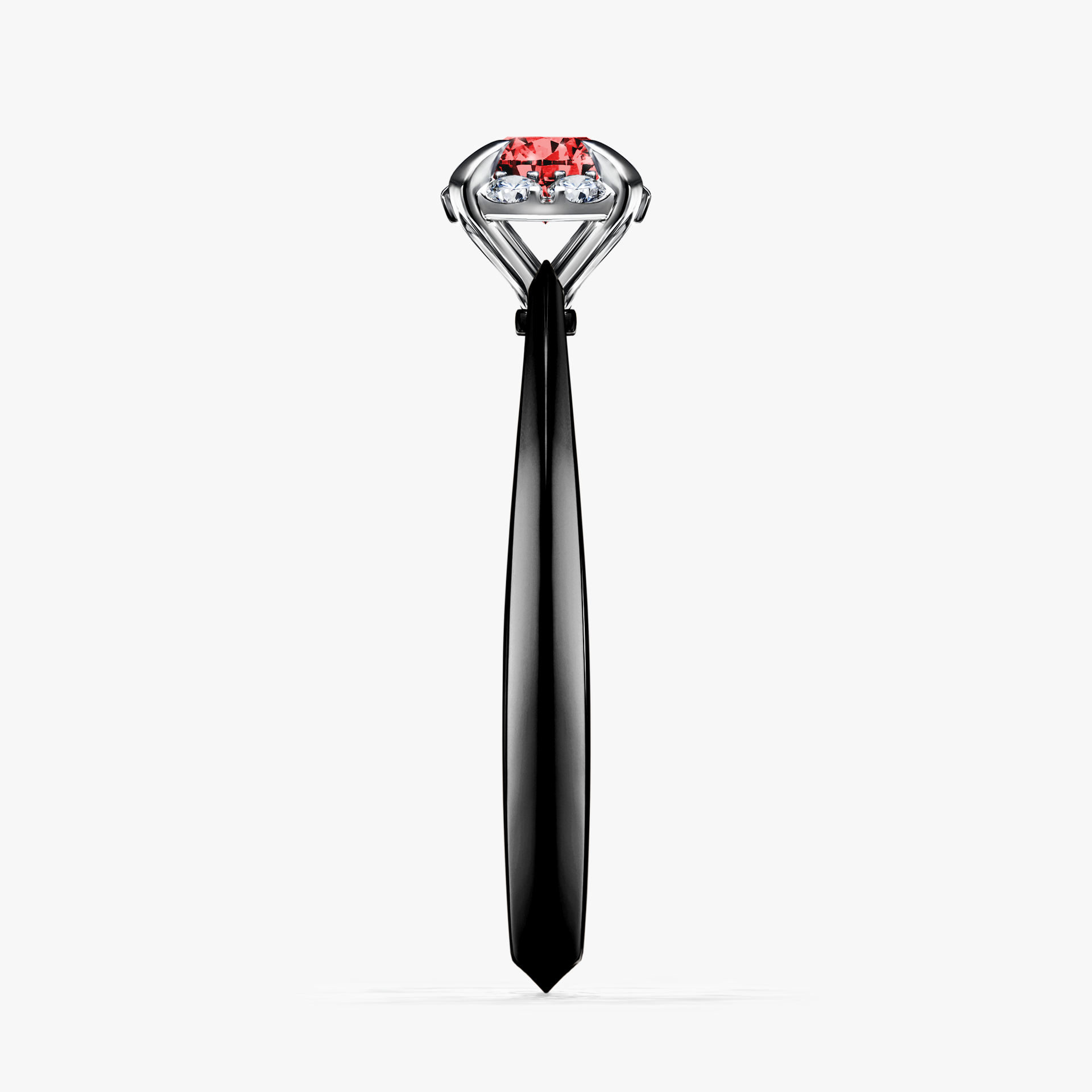Pierścionek zaręczynowy My Beauty z czarnego złota z czerwonym diamentem 0,33ct