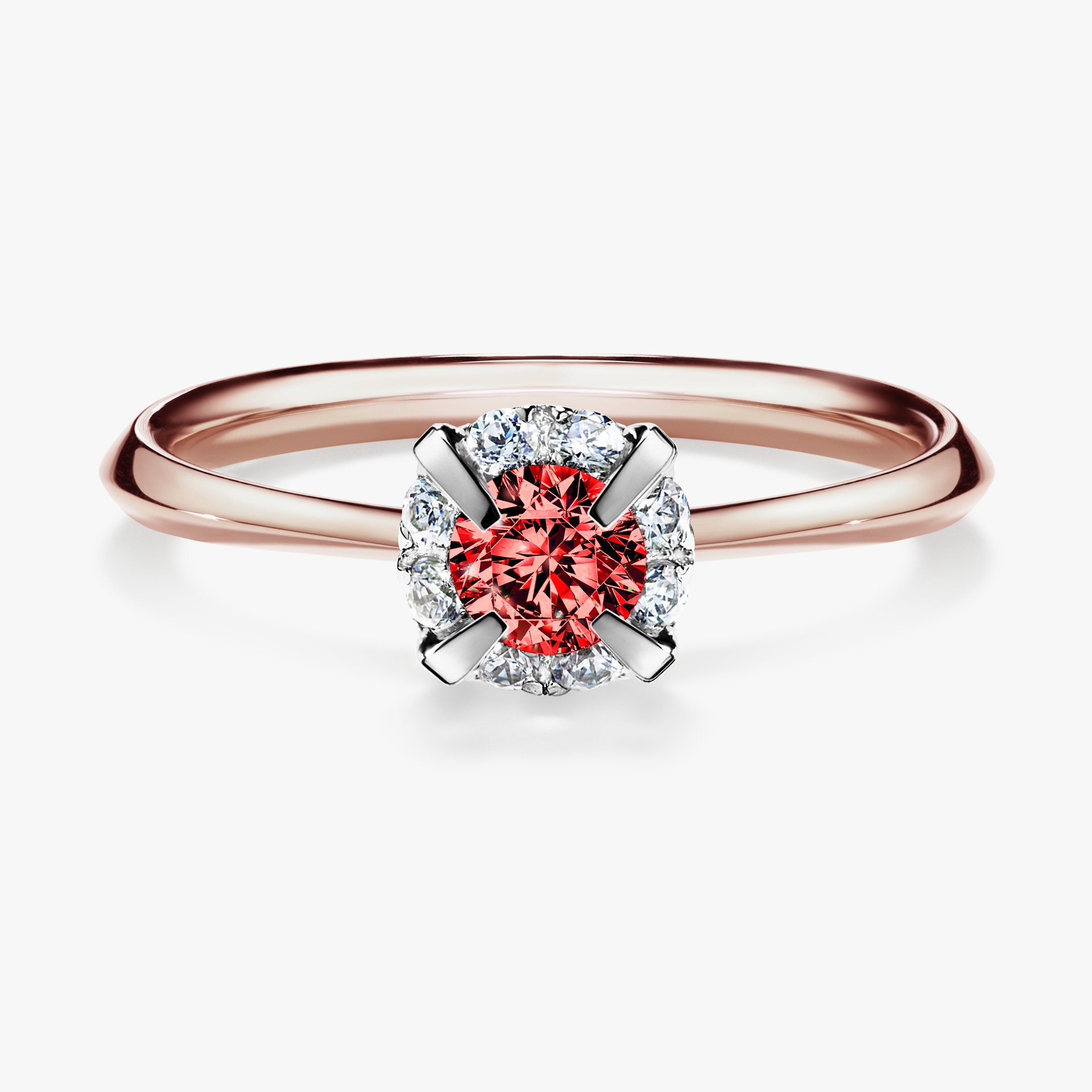 Pierścionek zaręczynowy My Beauty z różowego złota z czerwonym diamentem 0,33ct