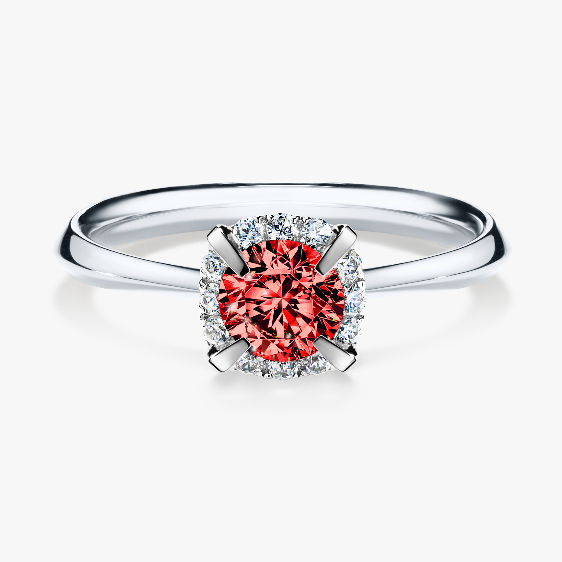 Pierścionek zaręczynowy My Beauty z białego złota z czerwonym diamentem 0,62ct