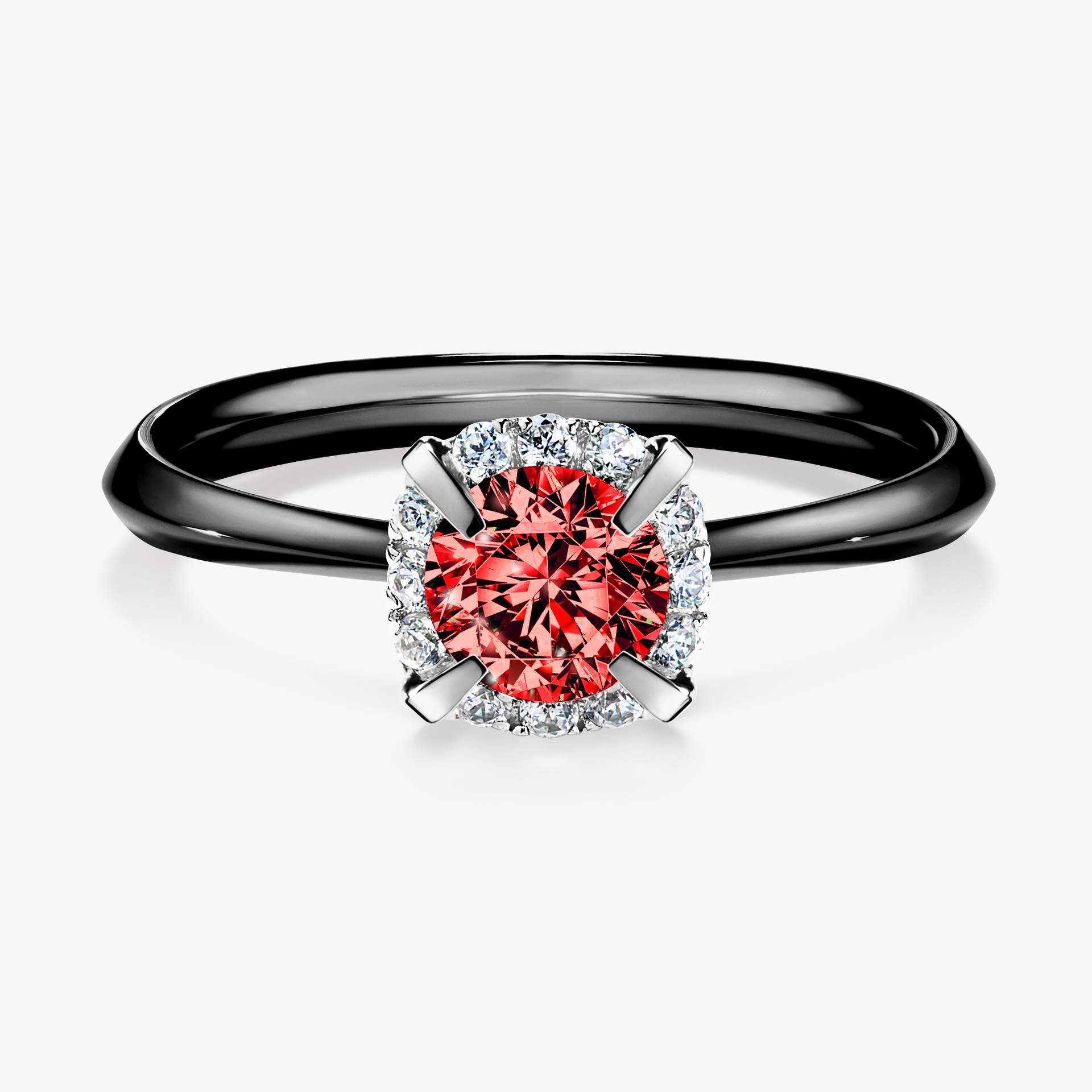 Pierścionek zaręczynowy My Beauty z czarnego złota z czerwonym diamentem 0,62ct