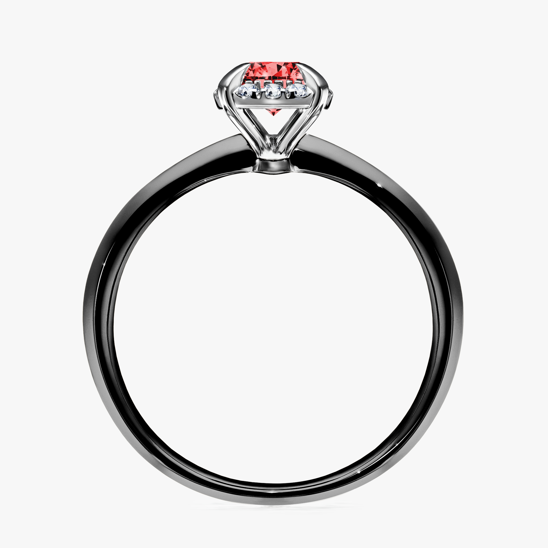 Pierścionek zaręczynowy My Beauty z czarnego złota z czerwonym diamentem 0,62ct