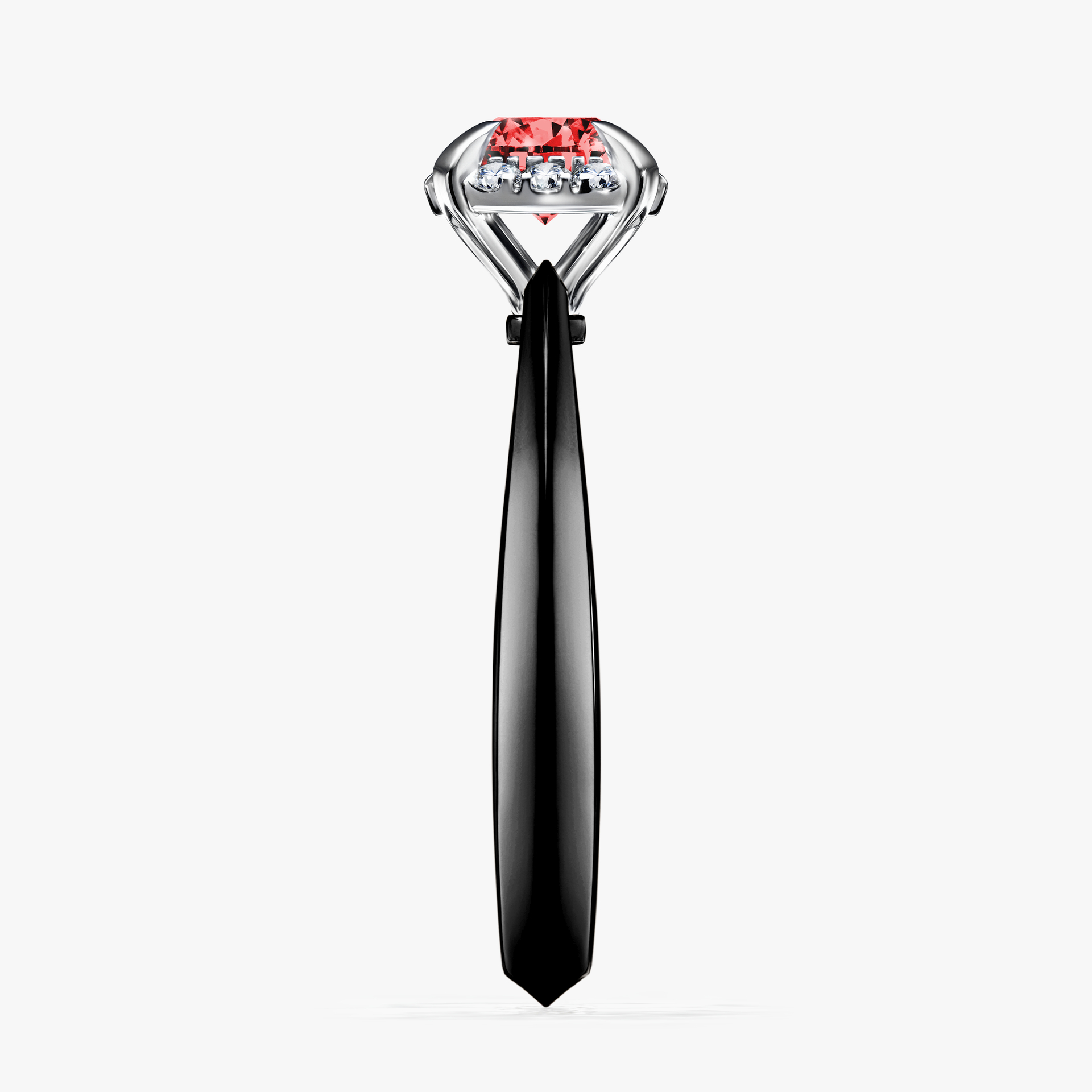 Pierścionek zaręczynowy My Beauty z czarnego złota z czerwonym diamentem 0,62ct