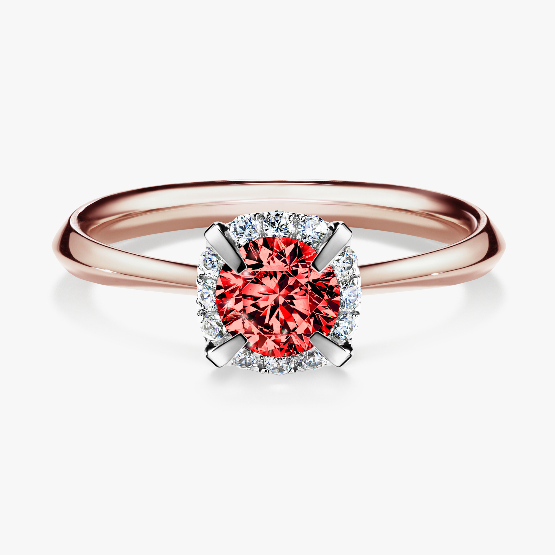 Pierścionek zaręczynowy My Beauty z różowego złota z czerwonym diamentem 0,62ct