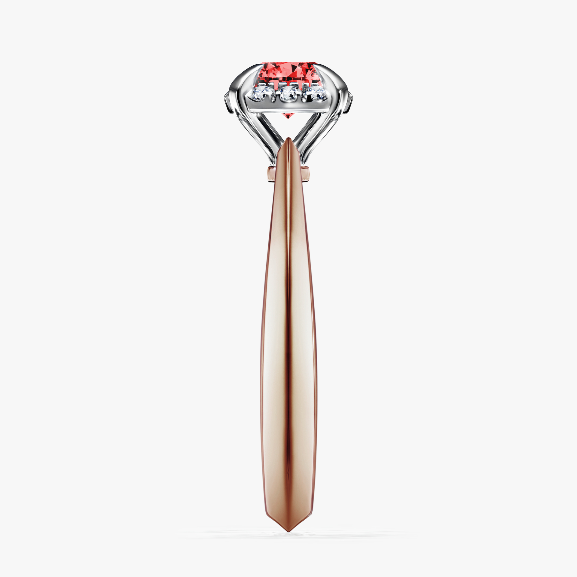 Pierścionek zaręczynowy My Beauty z różowego złota z czerwonym diamentem 0,62ct
