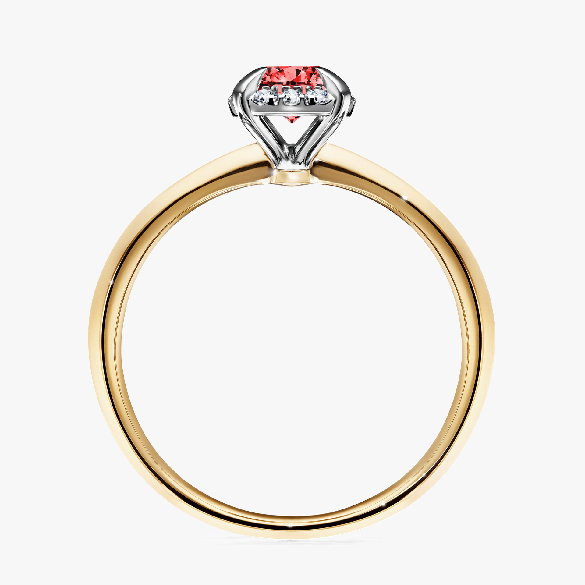 Pierścionek zaręczynowy My Beauty z żółtego złota z czerwonym diamentem 0,62ct