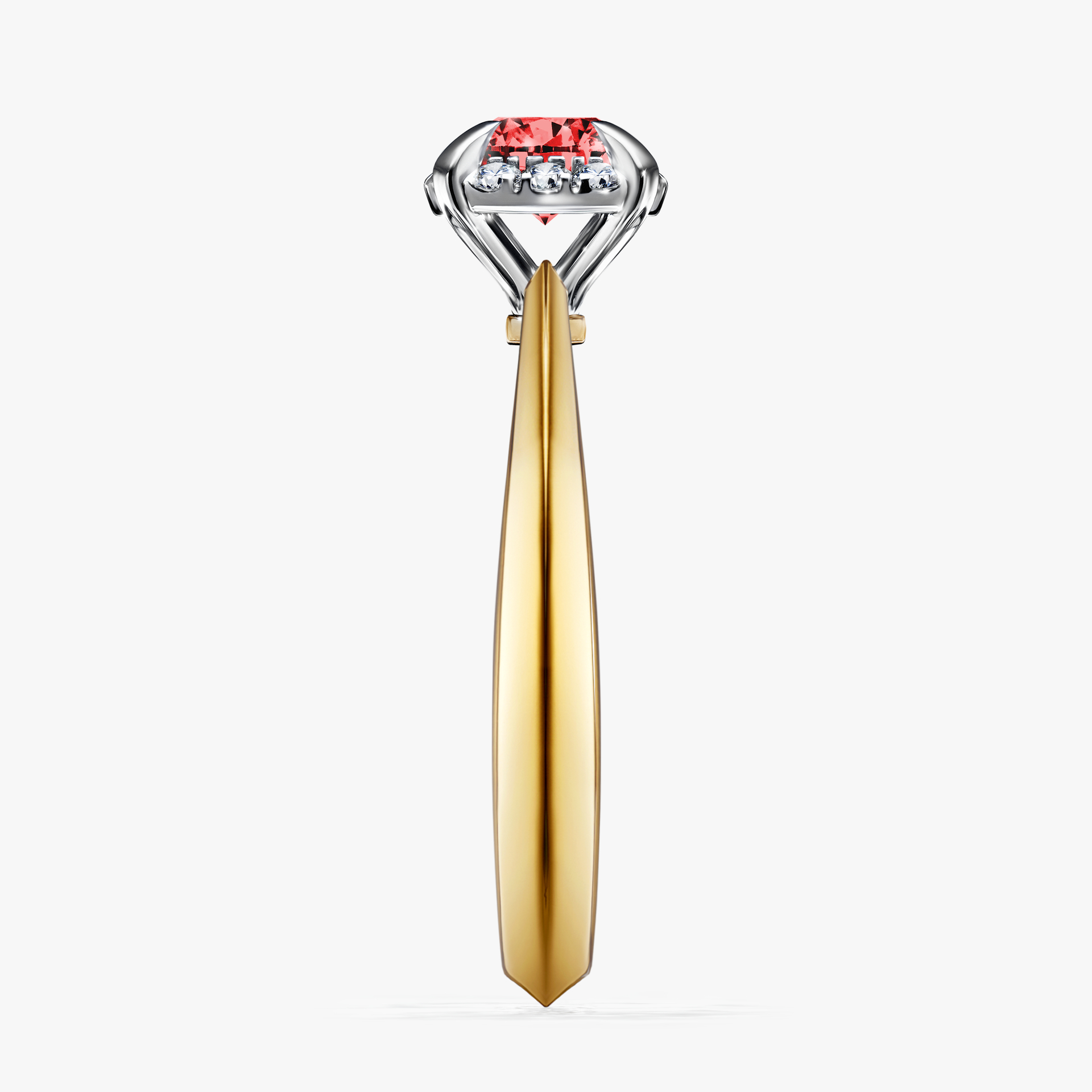 Pierścionek zaręczynowy My Beauty z żółtego złota z czerwonym diamentem 0,62ct