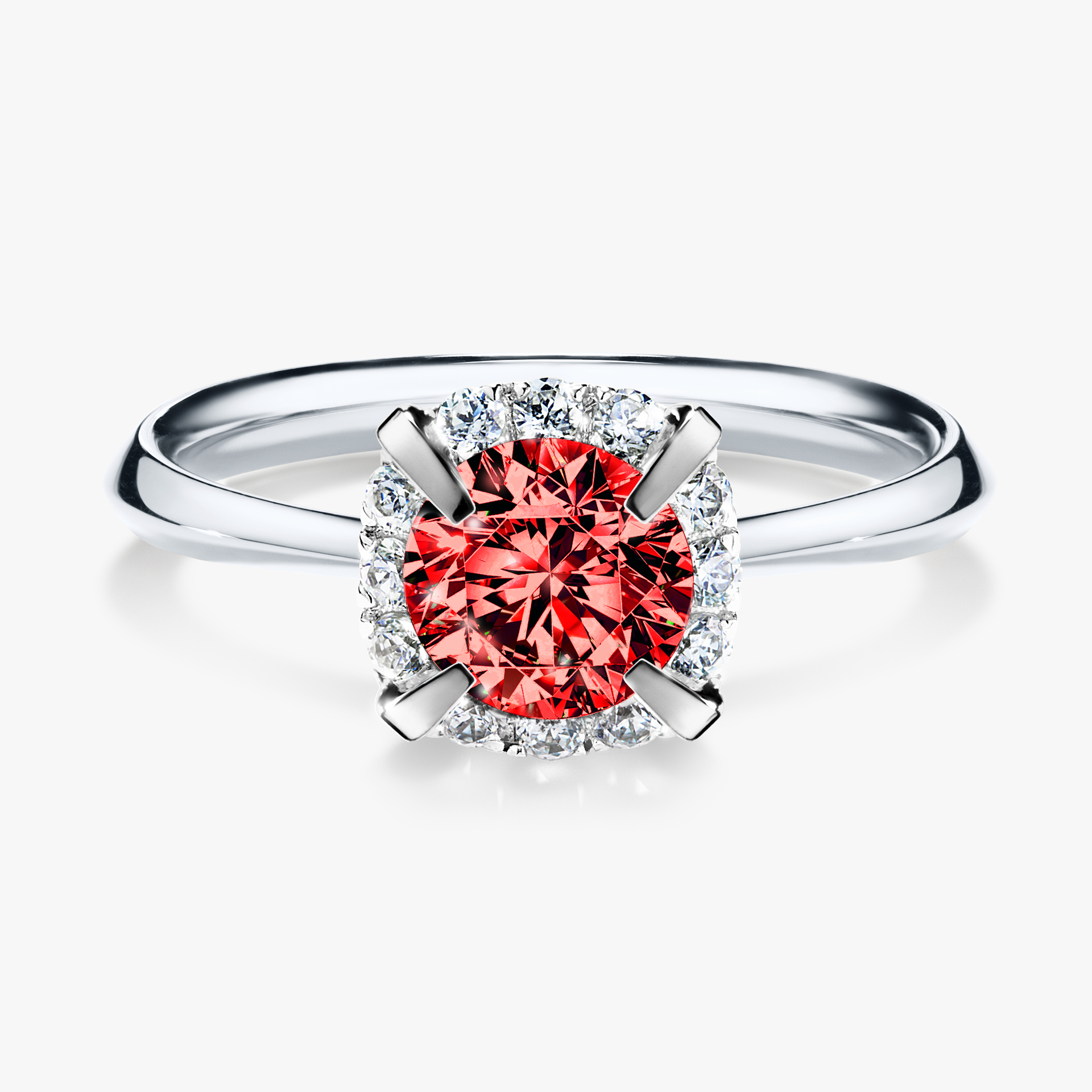 Pierścionek zaręczynowy My Beauty z białego złota z czerwonym diamentem 0,98ct