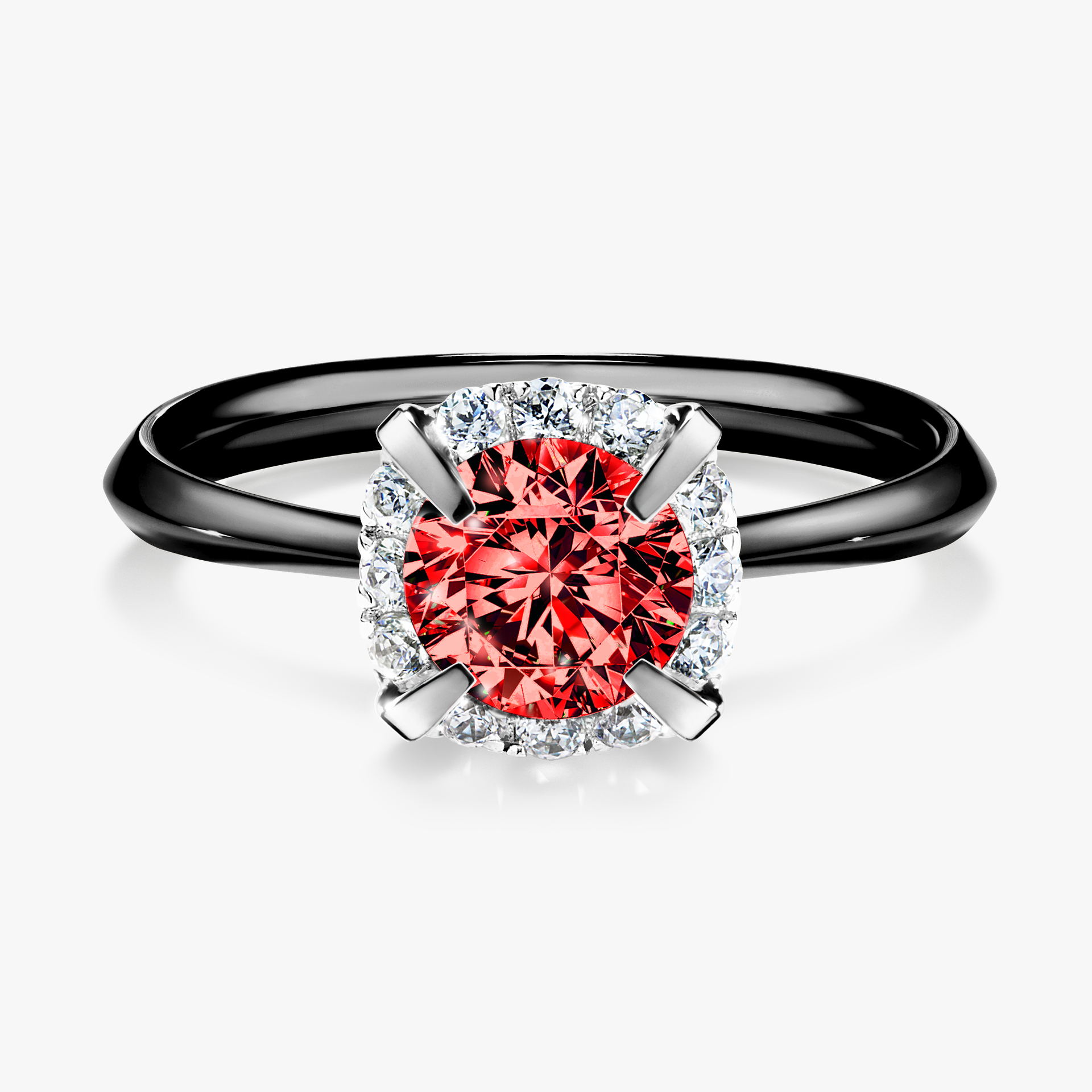 Pierścionek zaręczynowy My Beauty z czarnego złota z czerwonym diamentem 0,98ct