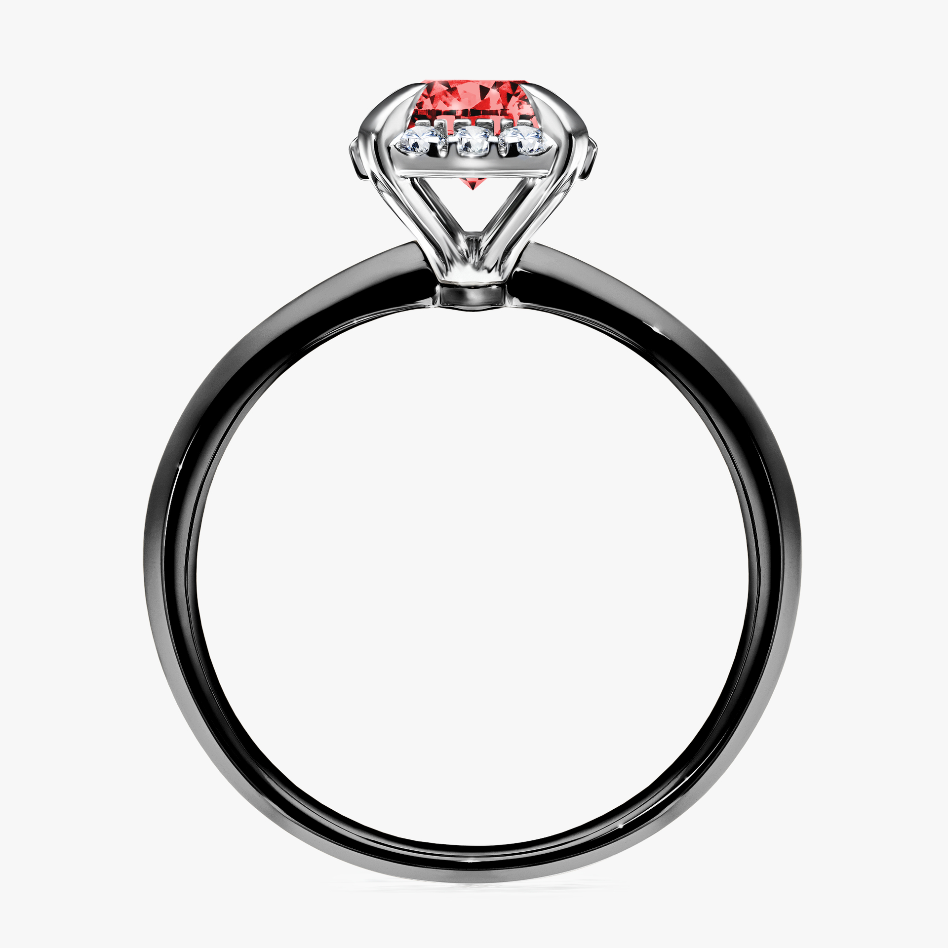 Pierścionek zaręczynowy My Beauty z czarnego złota z czerwonym diamentem 0,98ct
