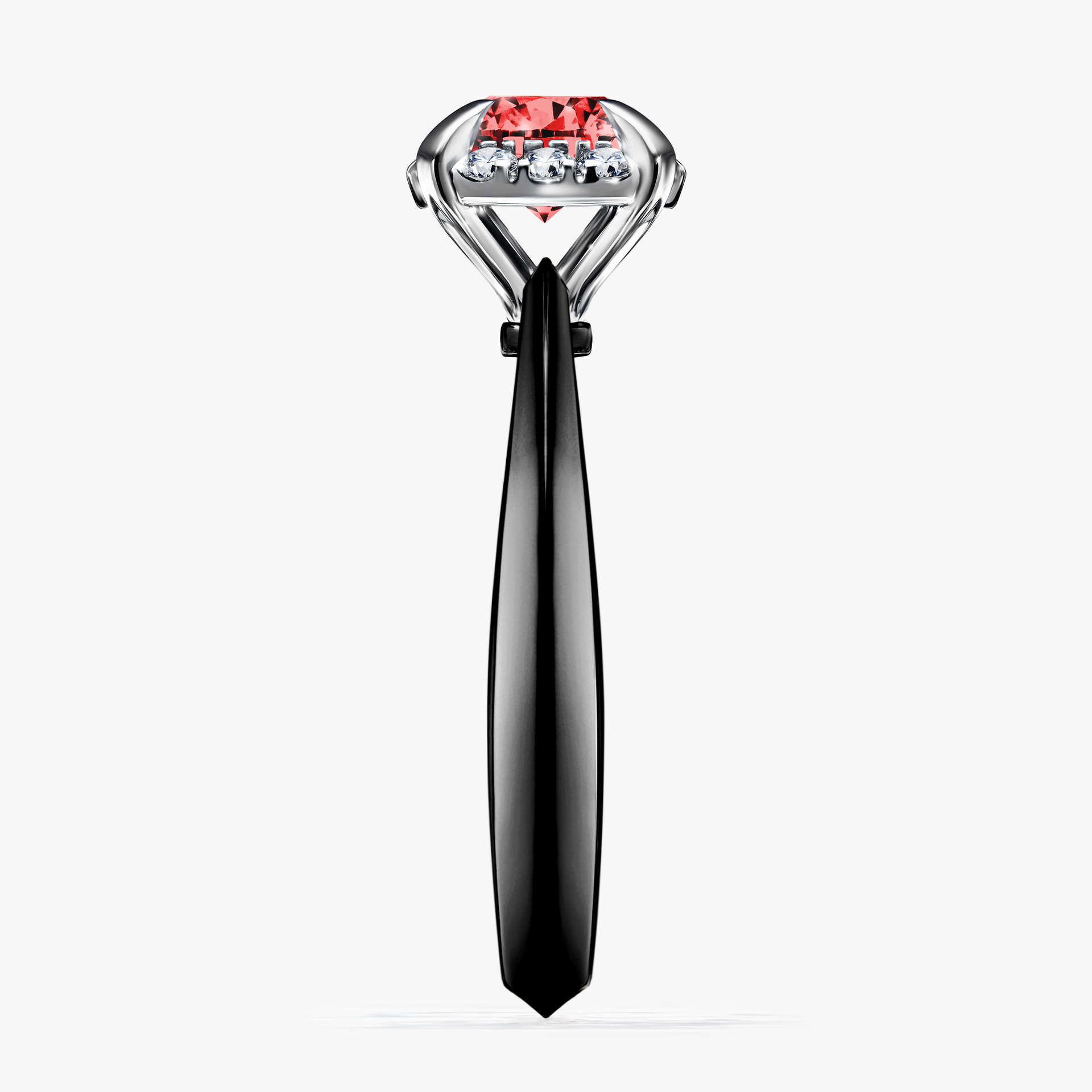 Pierścionek zaręczynowy My Beauty z czarnego złota z czerwonym diamentem 0,98ct