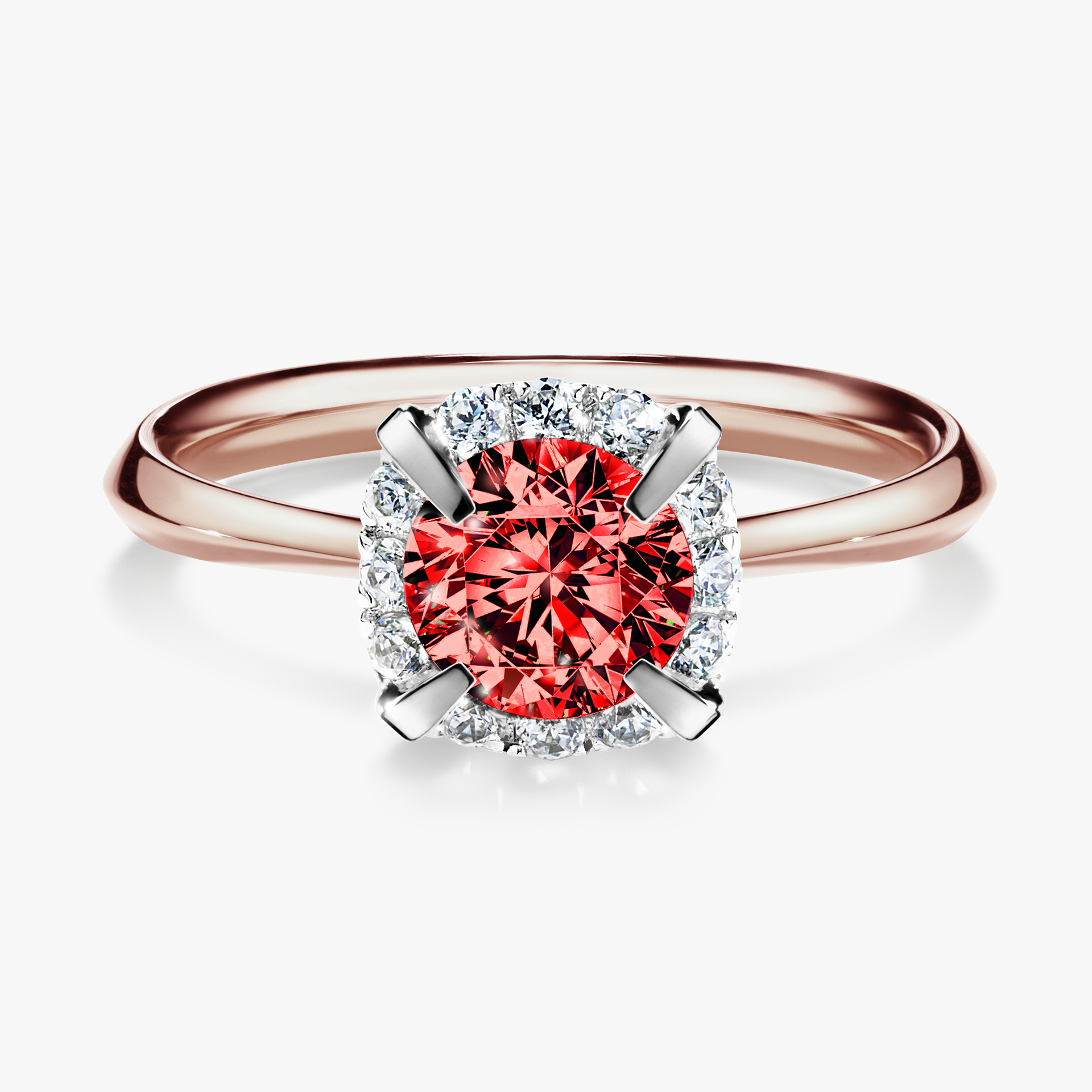 Pierścionek zaręczynowy My Beauty z różowego złota z czerwonym diamentem 0,98ct