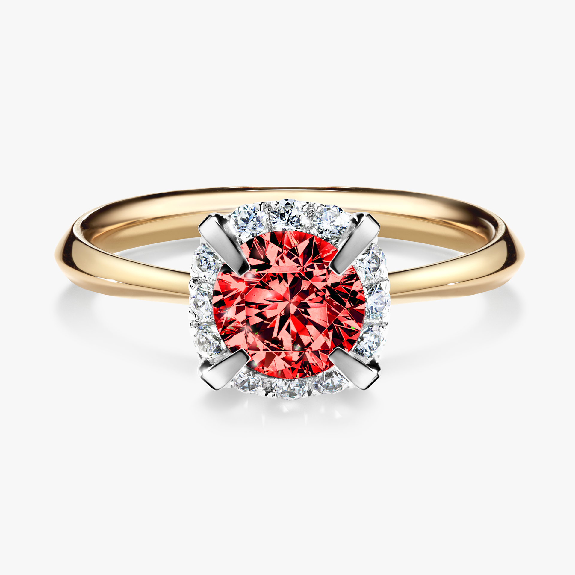 Pierścionek zaręczynowy My Beauty z żółtego złota z czerwonym diamentem 0,98ct