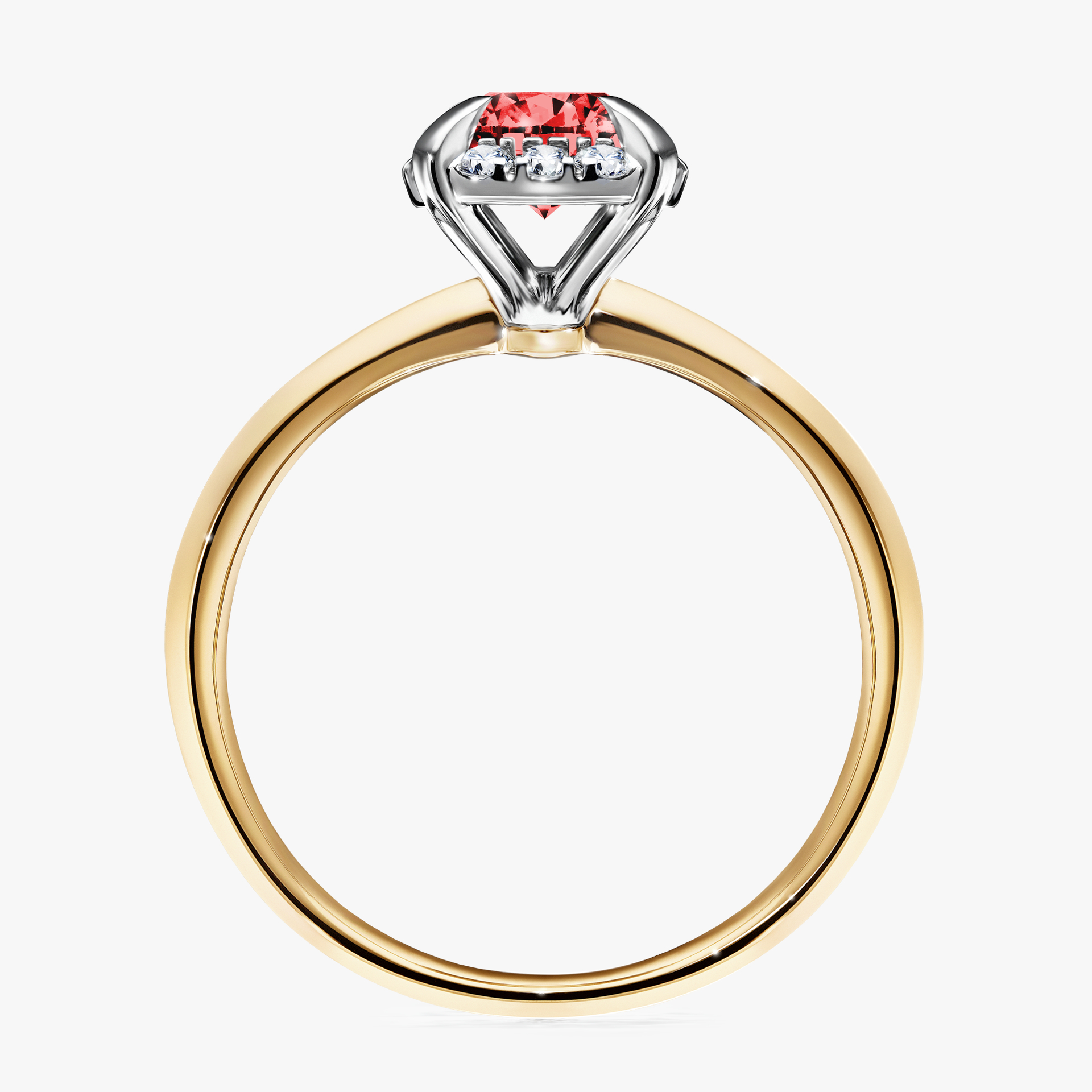Pierścionek zaręczynowy My Beauty z żółtego złota z czerwonym diamentem 0,98ct