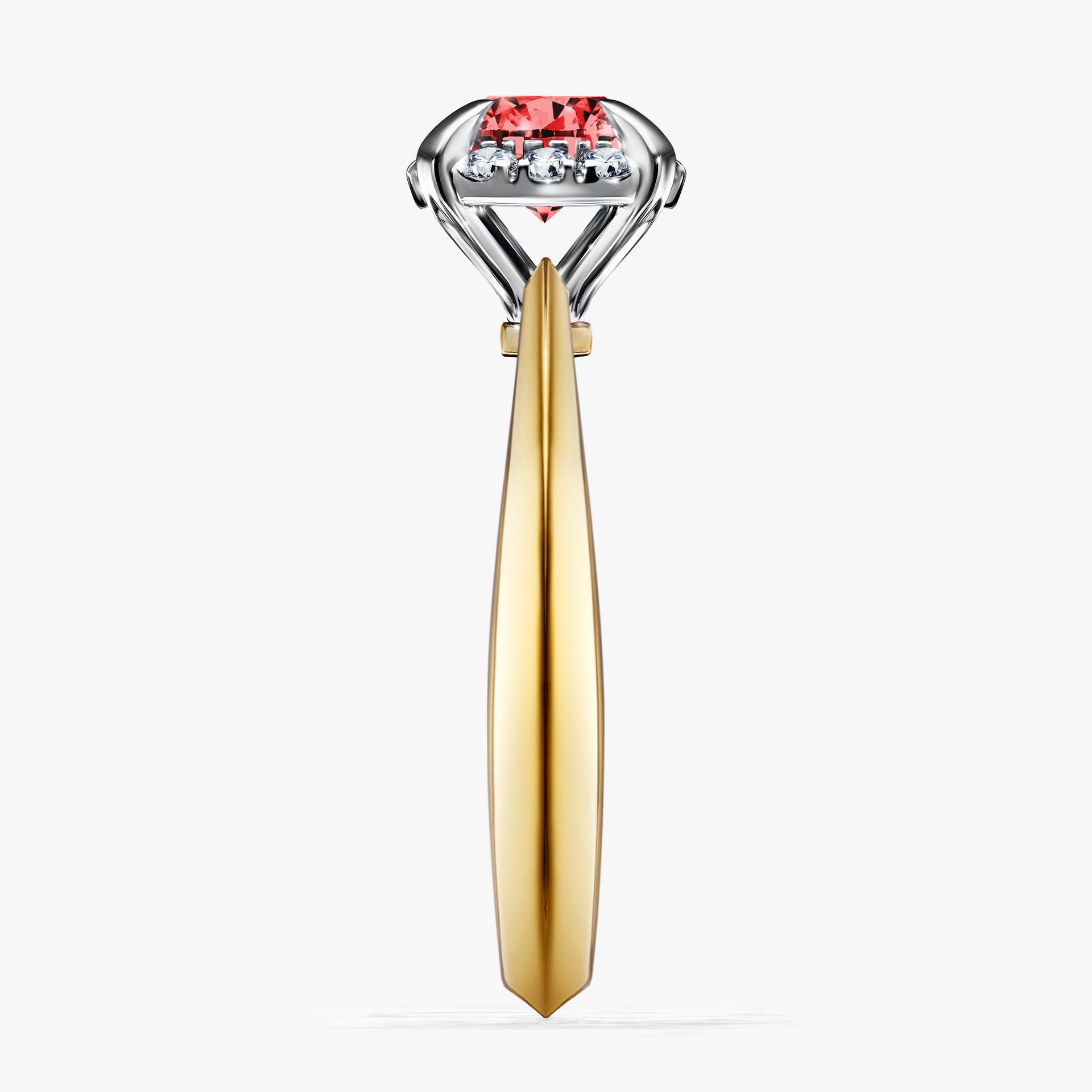 Pierścionek zaręczynowy My Beauty z żółtego złota z czerwonym diamentem 0,98ct