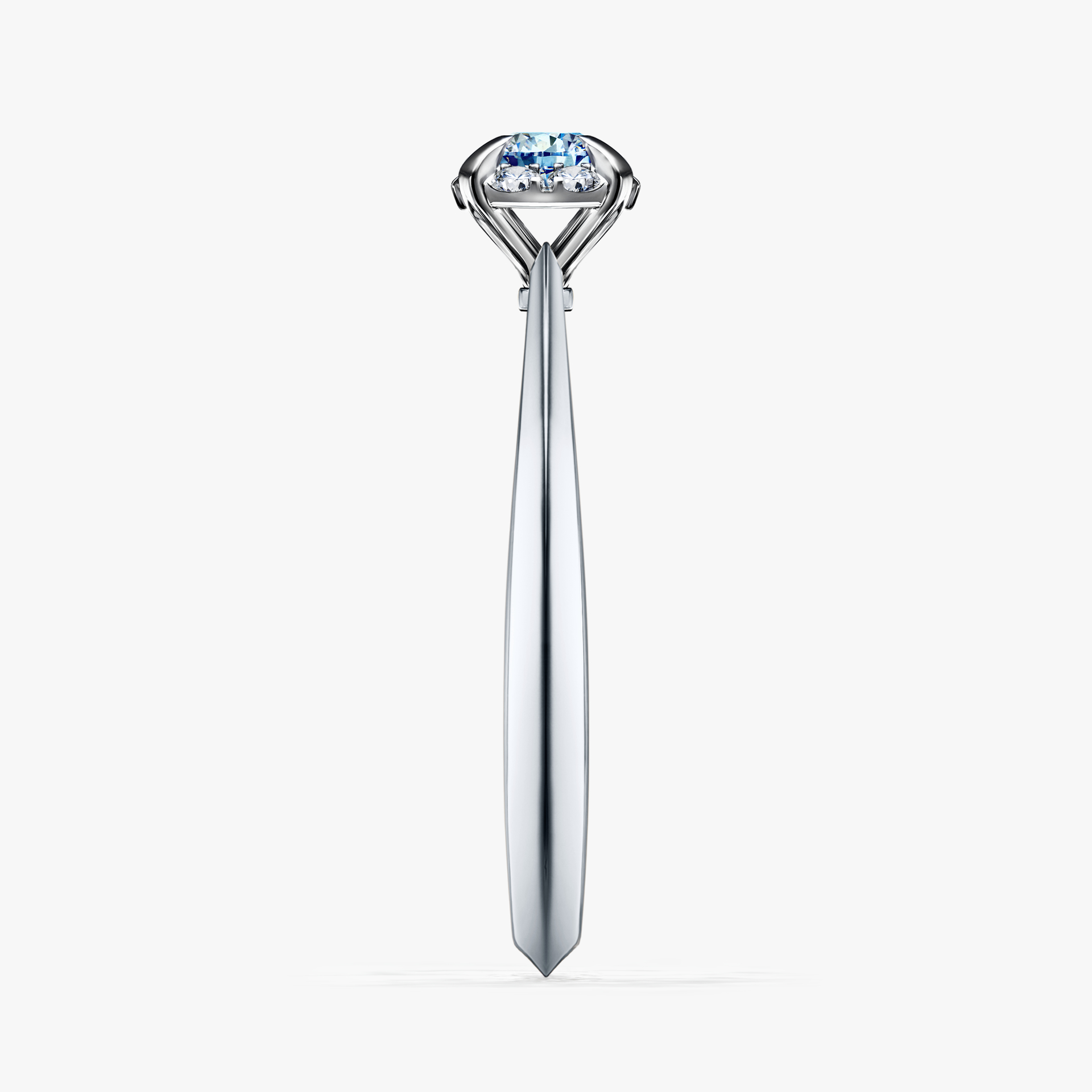 Pierścionek zaręczynowy My Beauty z białego złota z niebieskim diamentem 0,14ct