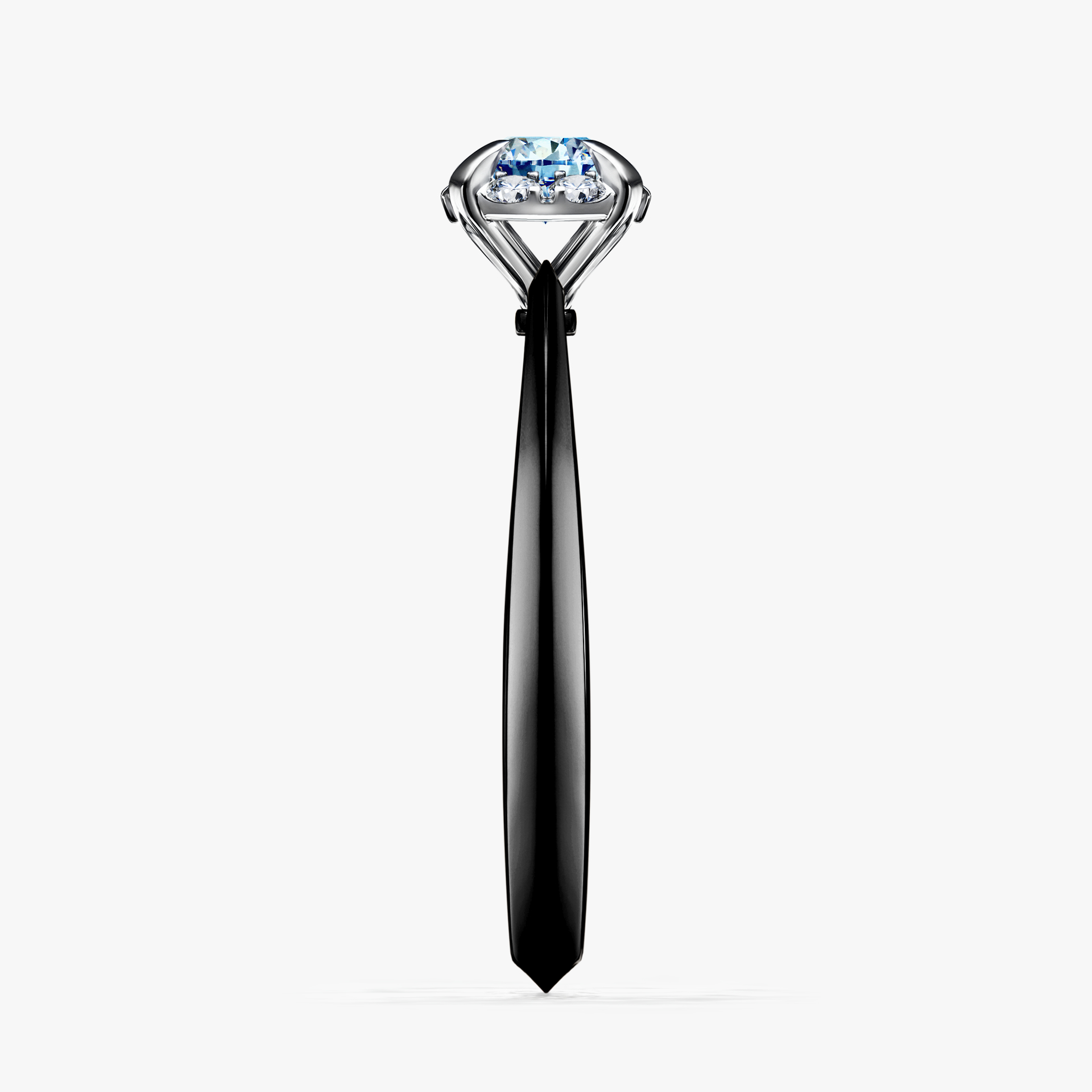Pierścionek zaręczynowy My Beauty z czarnego złota z niebieskim diamentem 0,33ct