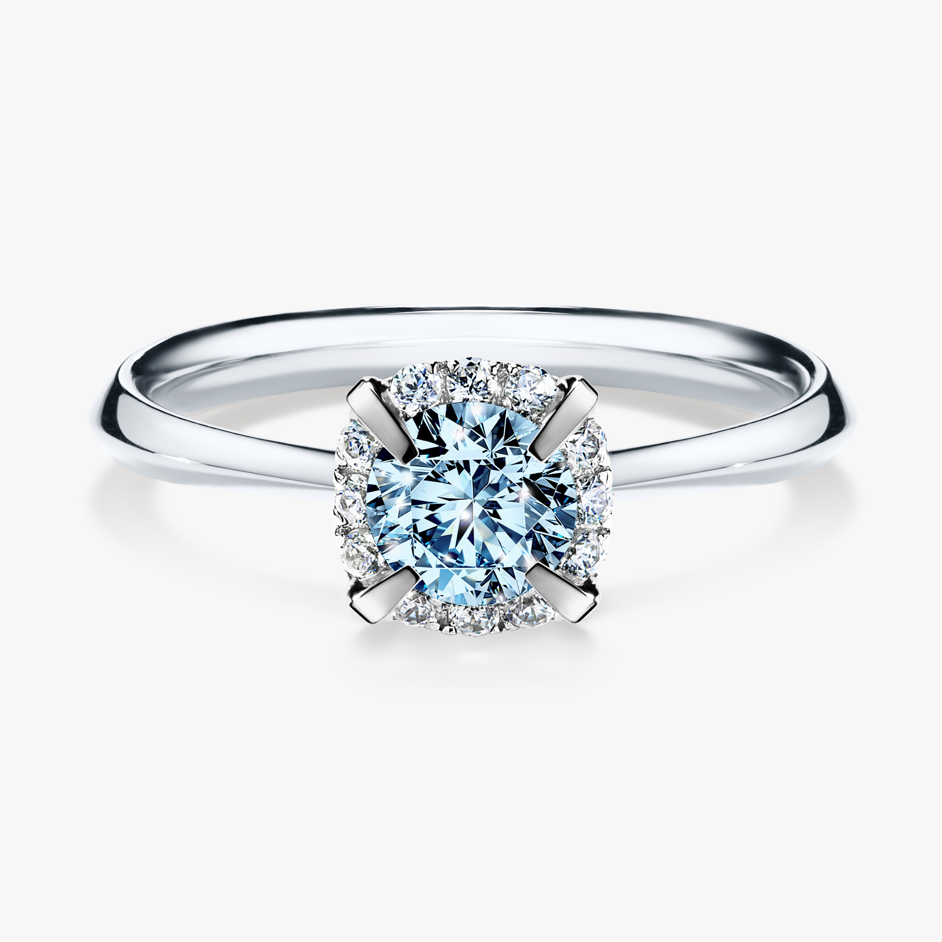 Pierścionek zaręczynowy My Beauty z białego złota z niebieskim diamentem 0,62ct