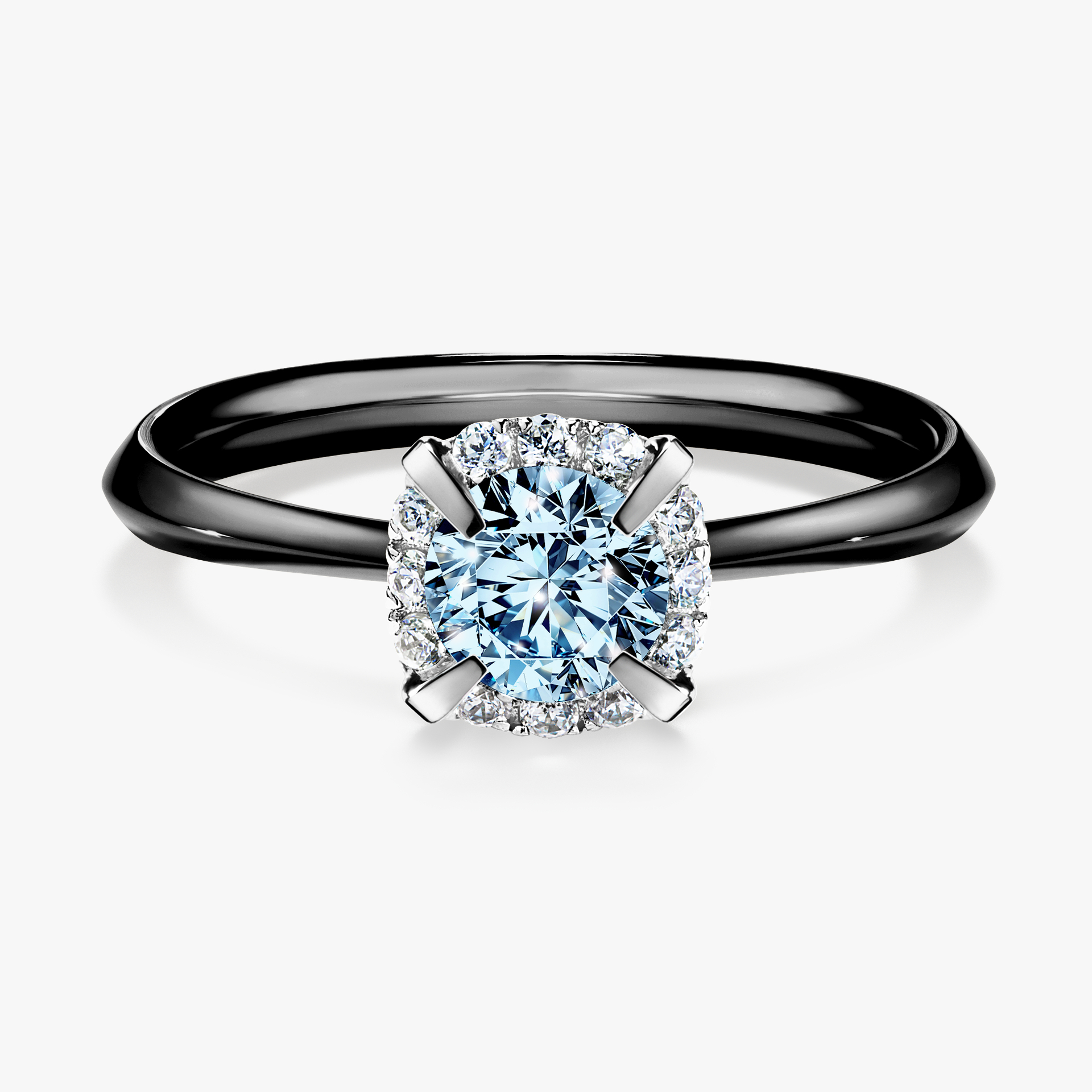 Pierścionek zaręczynowy My Beauty z czarnego złota z niebieskim diamentem 0,62ct