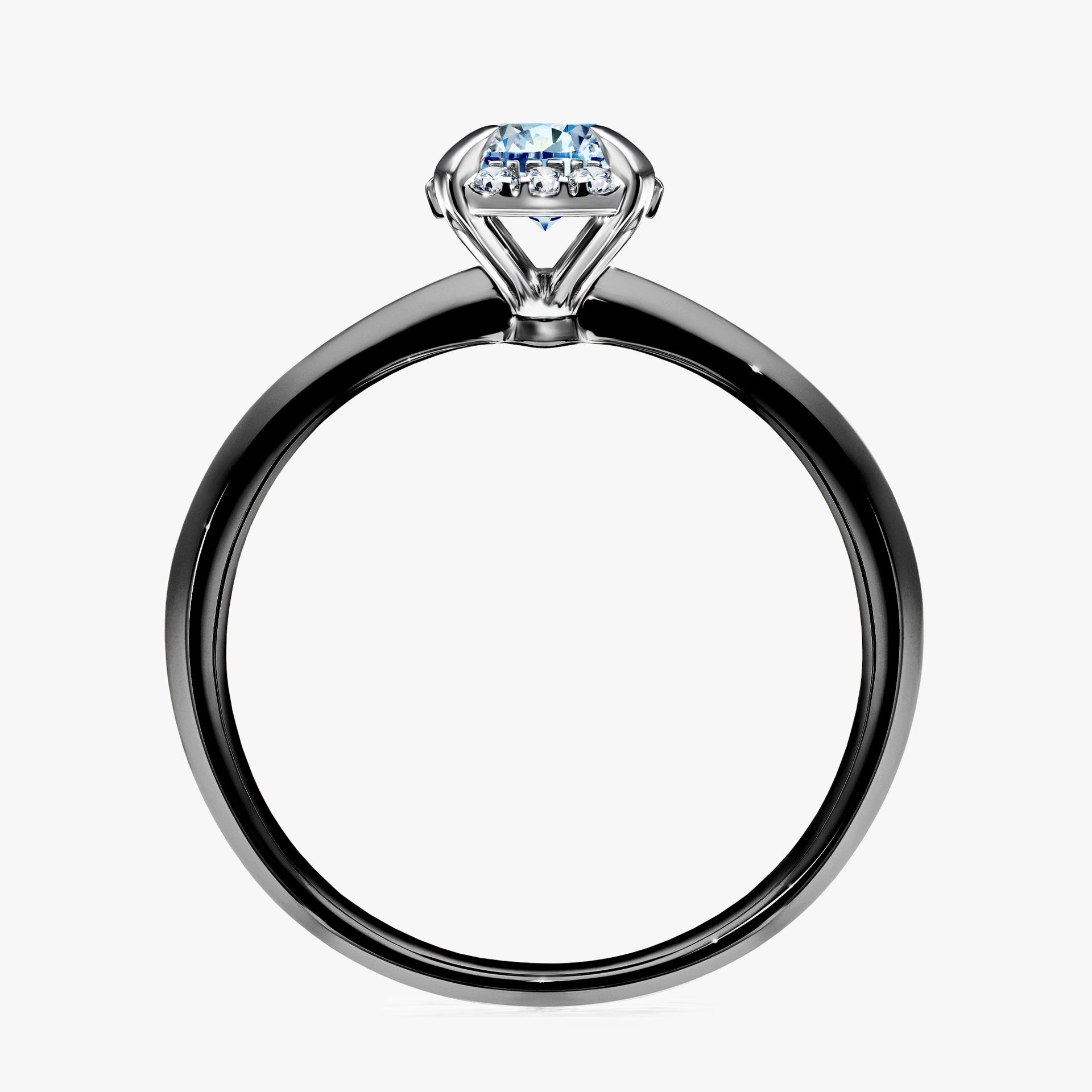 Pierścionek zaręczynowy My Beauty z czarnego złota z niebieskim diamentem 0,62ct