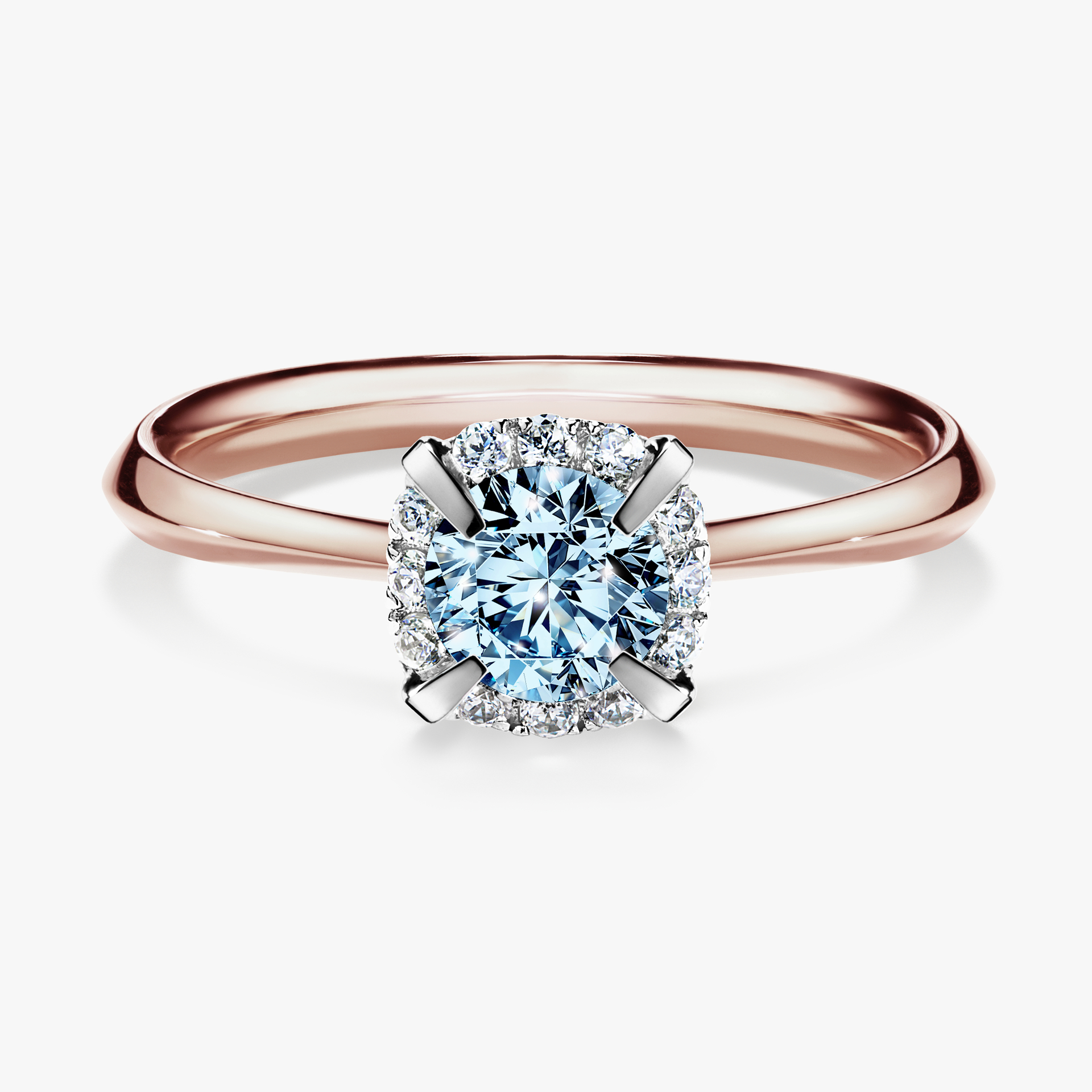 Pierścionek zaręczynowy My Beauty z różowego złota z niebieskim diamentem 0,62ct