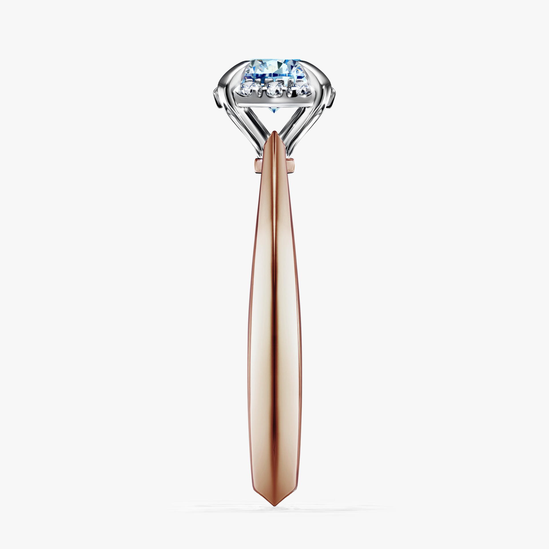 Pierścionek zaręczynowy My Beauty z różowego złota z niebieskim diamentem 0,62ct