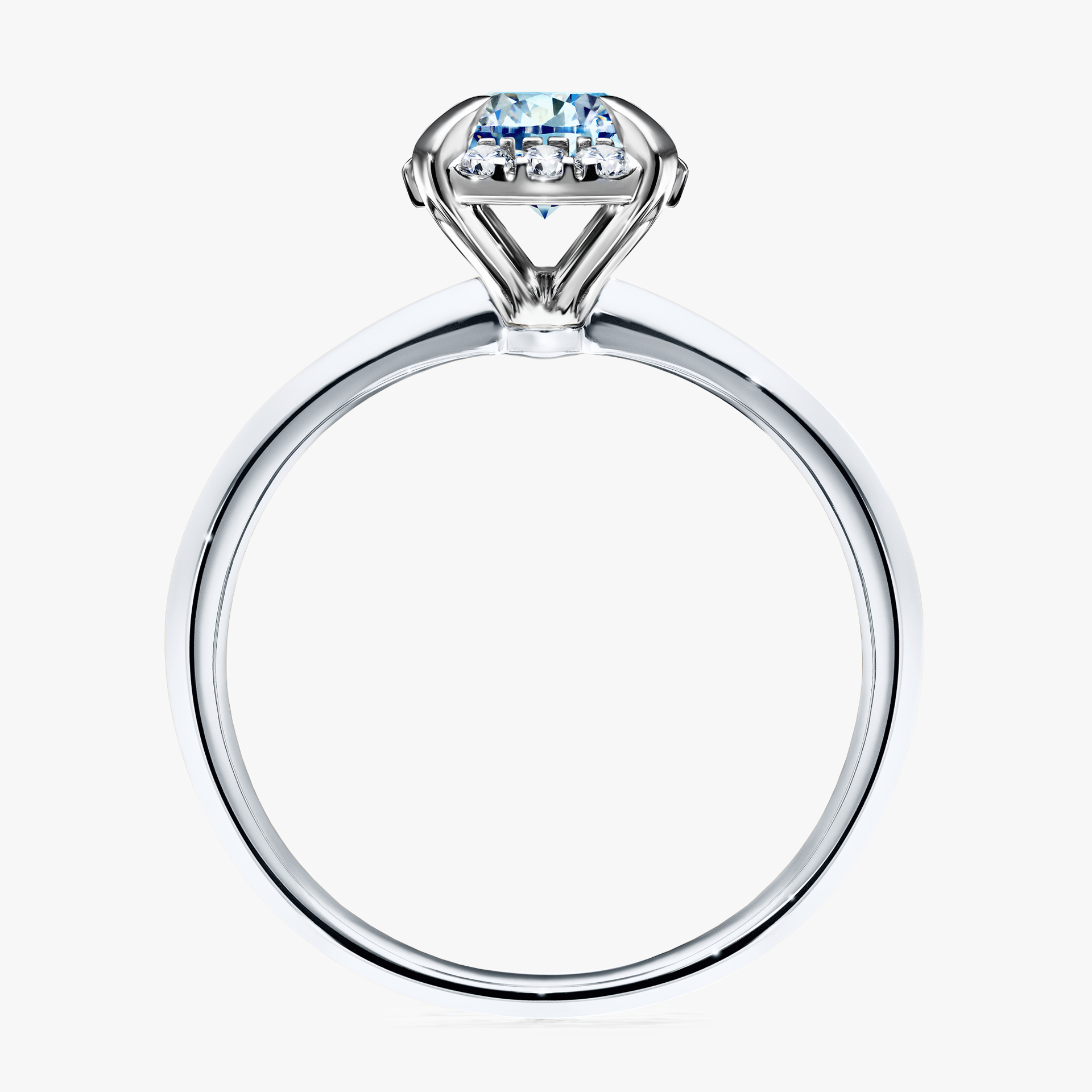 Pierścionek zaręczynowy My Beauty z białego złota z niebieskim diamentem 0,98ct