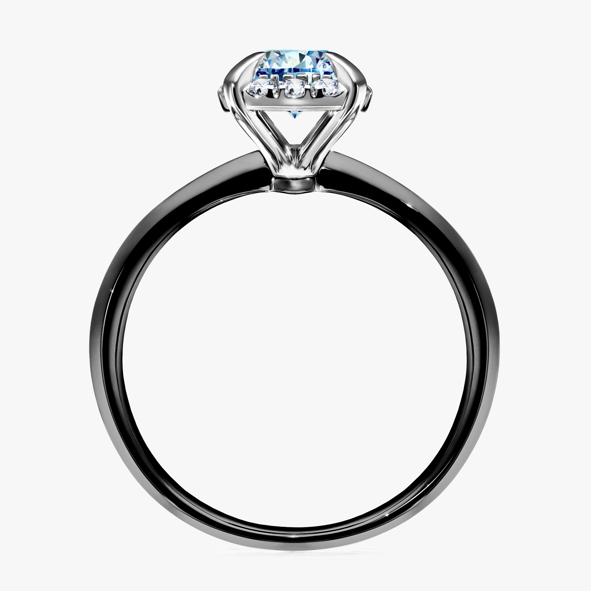 Pierścionek zaręczynowy My Beauty z czarnego złota z niebieskim diamentem 0,98ct