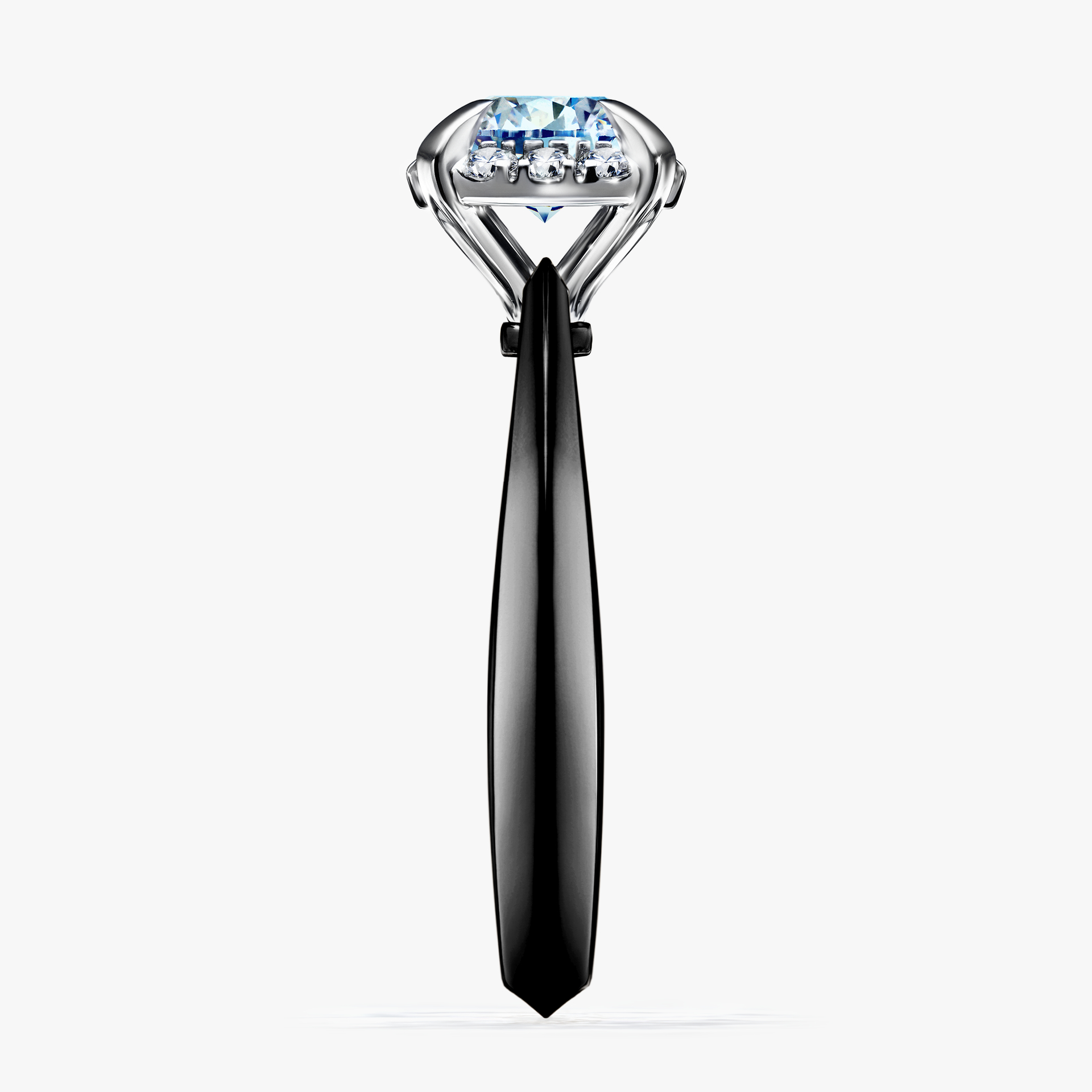 Pierścionek zaręczynowy My Beauty z czarnego złota z niebieskim diamentem 0,98ct