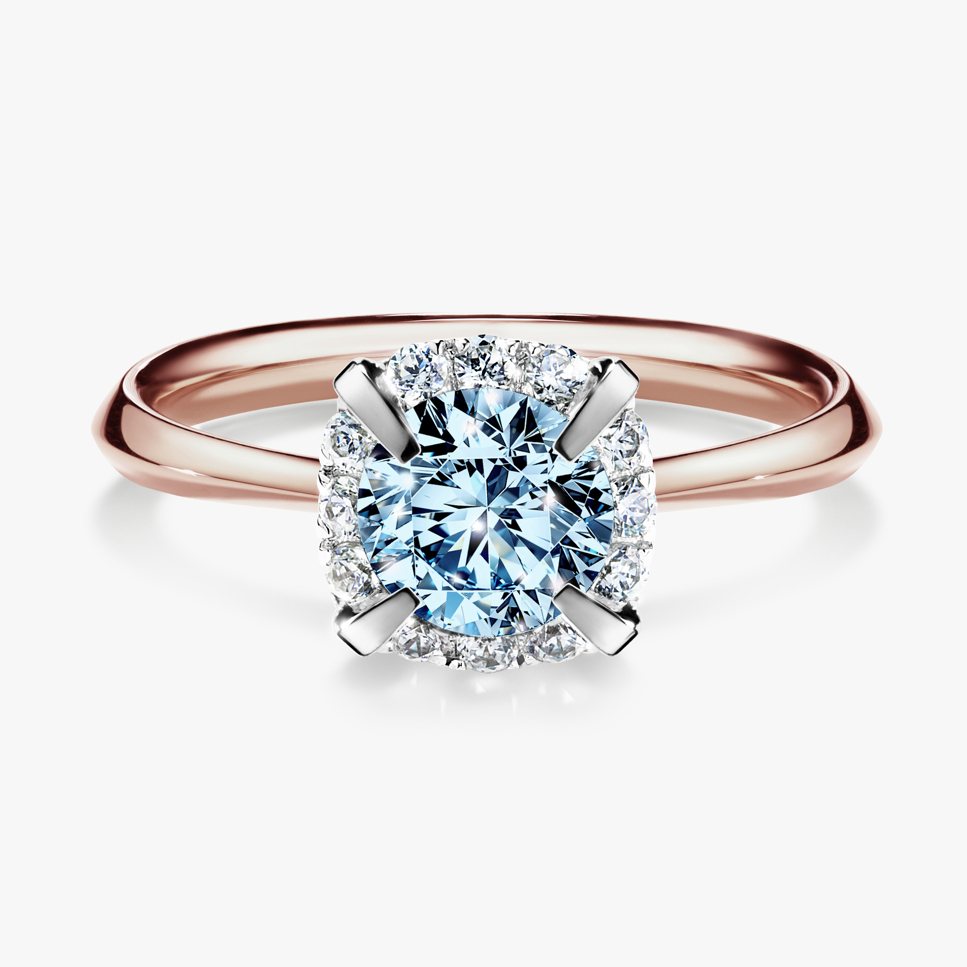 Pierścionek zaręczynowy My Beauty z różowego złota z niebieskim diamentem 0,98ct