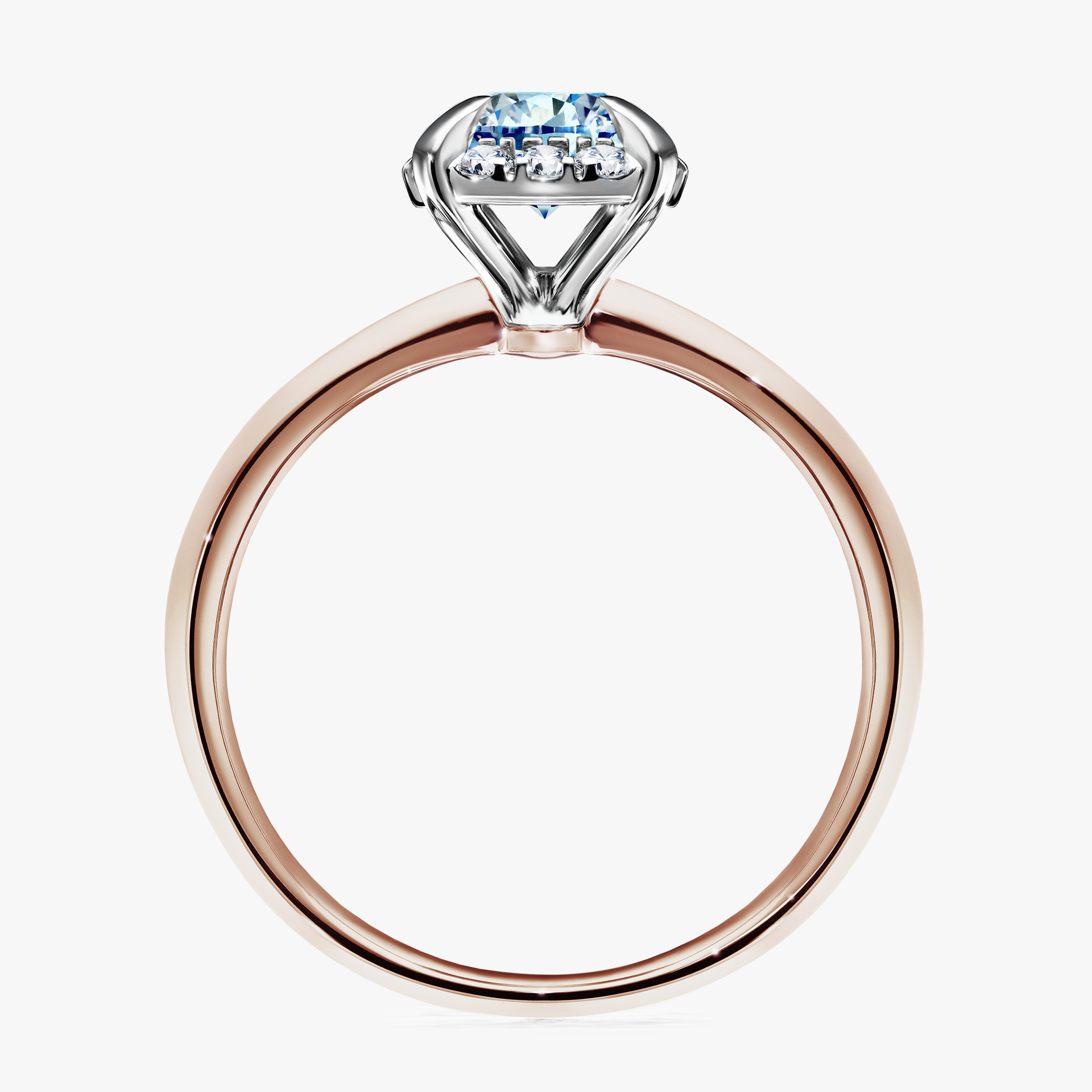 Pierścionek zaręczynowy My Beauty z różowego złota z niebieskim diamentem 0,98ct
