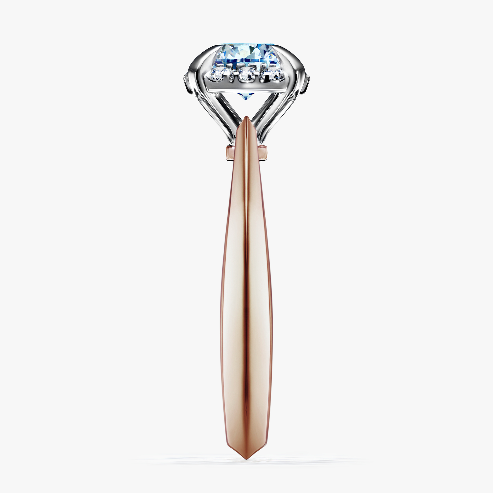 Pierścionek zaręczynowy My Beauty z różowego złota z niebieskim diamentem 0,98ct