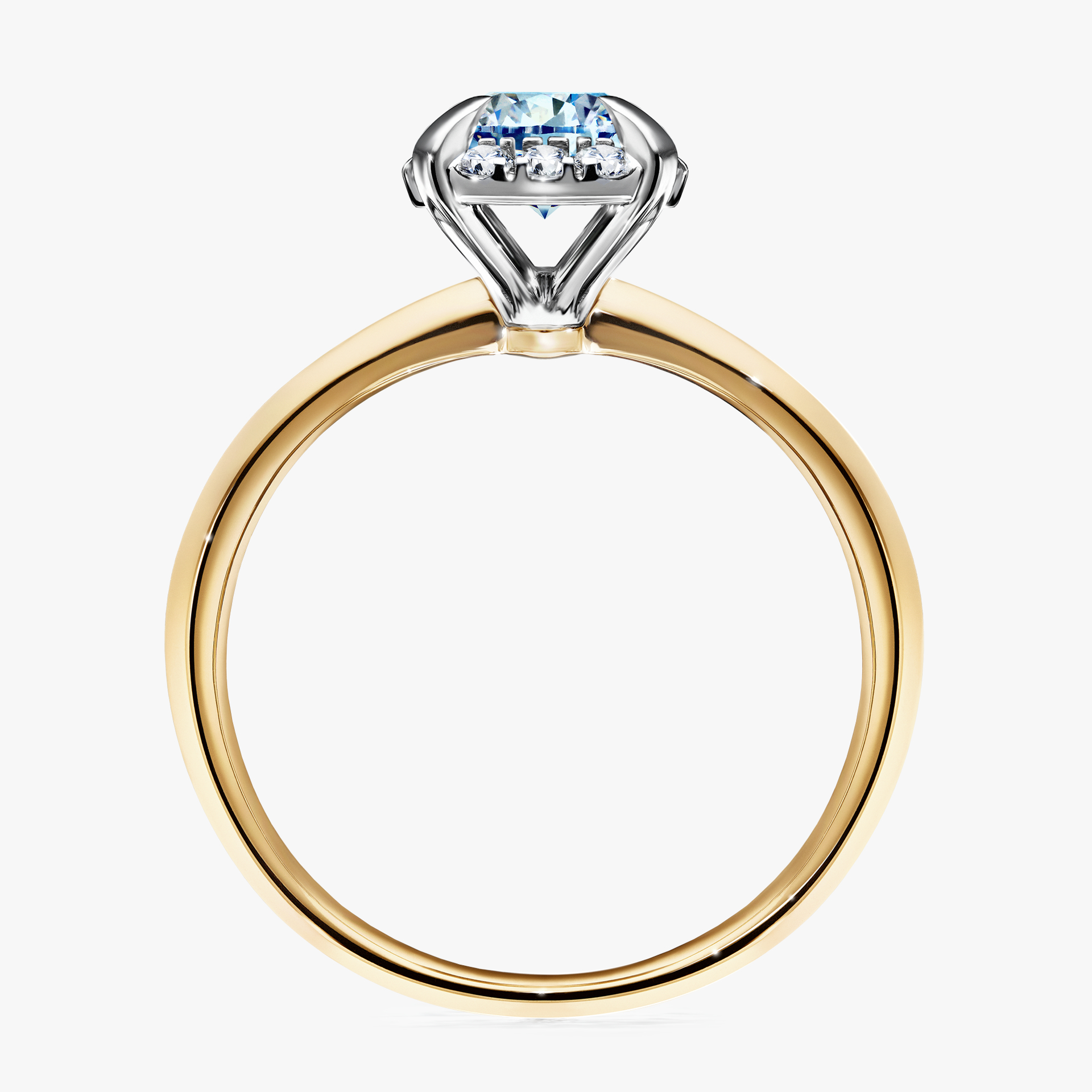 Pierścionek zaręczynowy My Beauty z żółtego złota z niebieskim diamentem 0,98ct