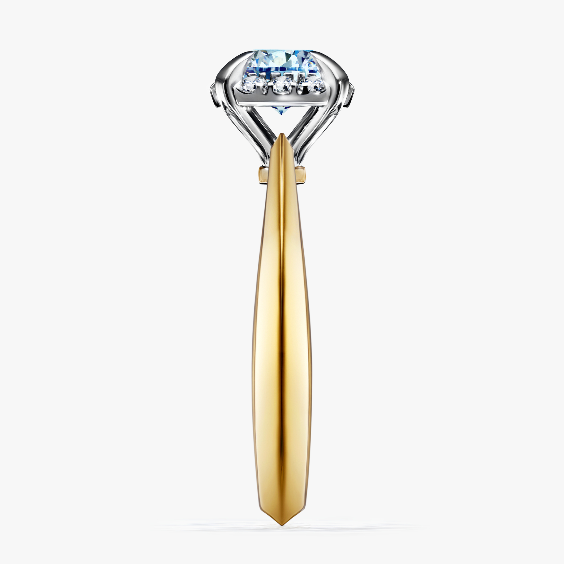 Pierścionek zaręczynowy My Beauty z żółtego złota z niebieskim diamentem 0,98ct