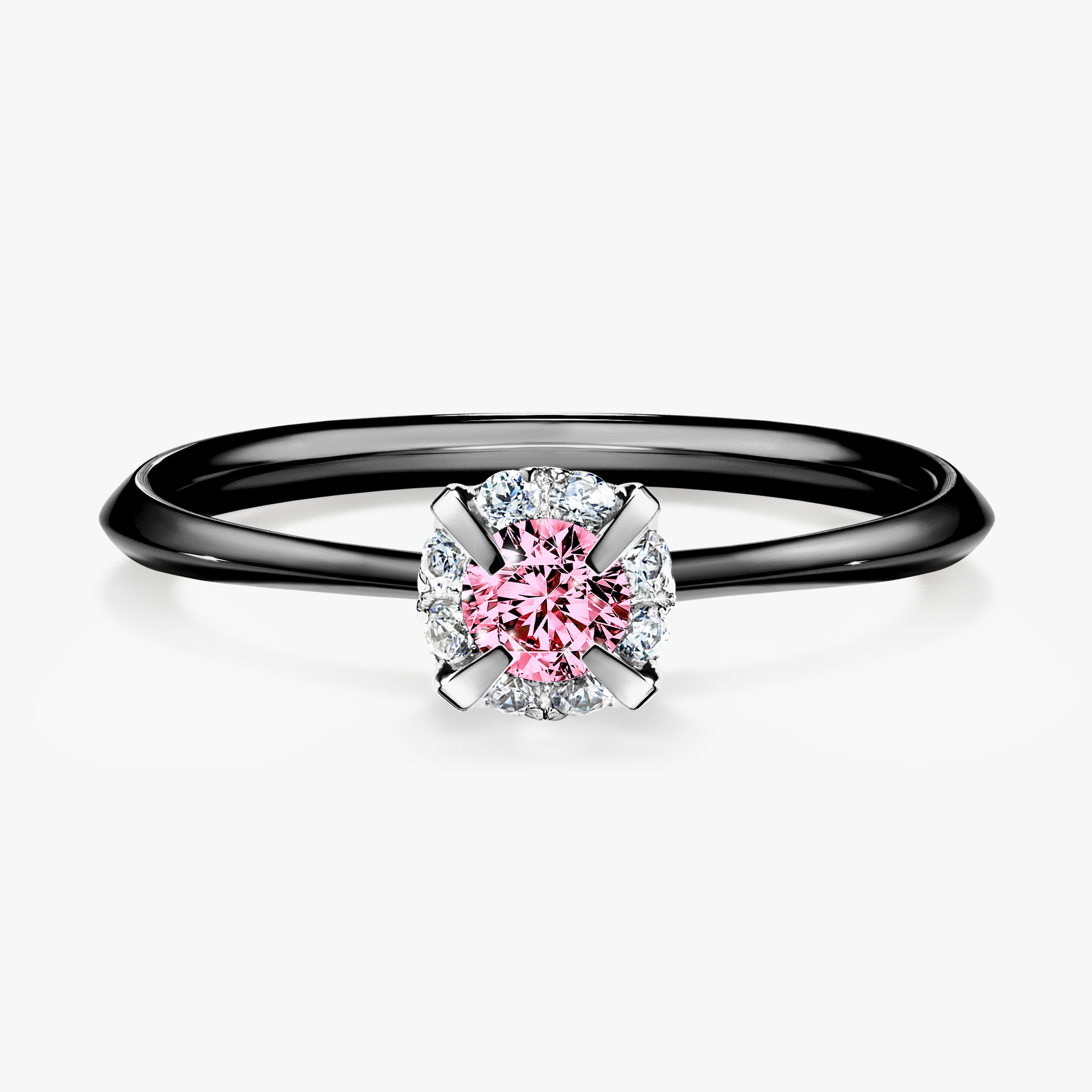 Pierścionek zaręczynowy My Beauty z czarnego złota z różowym diamentem 0,14ct