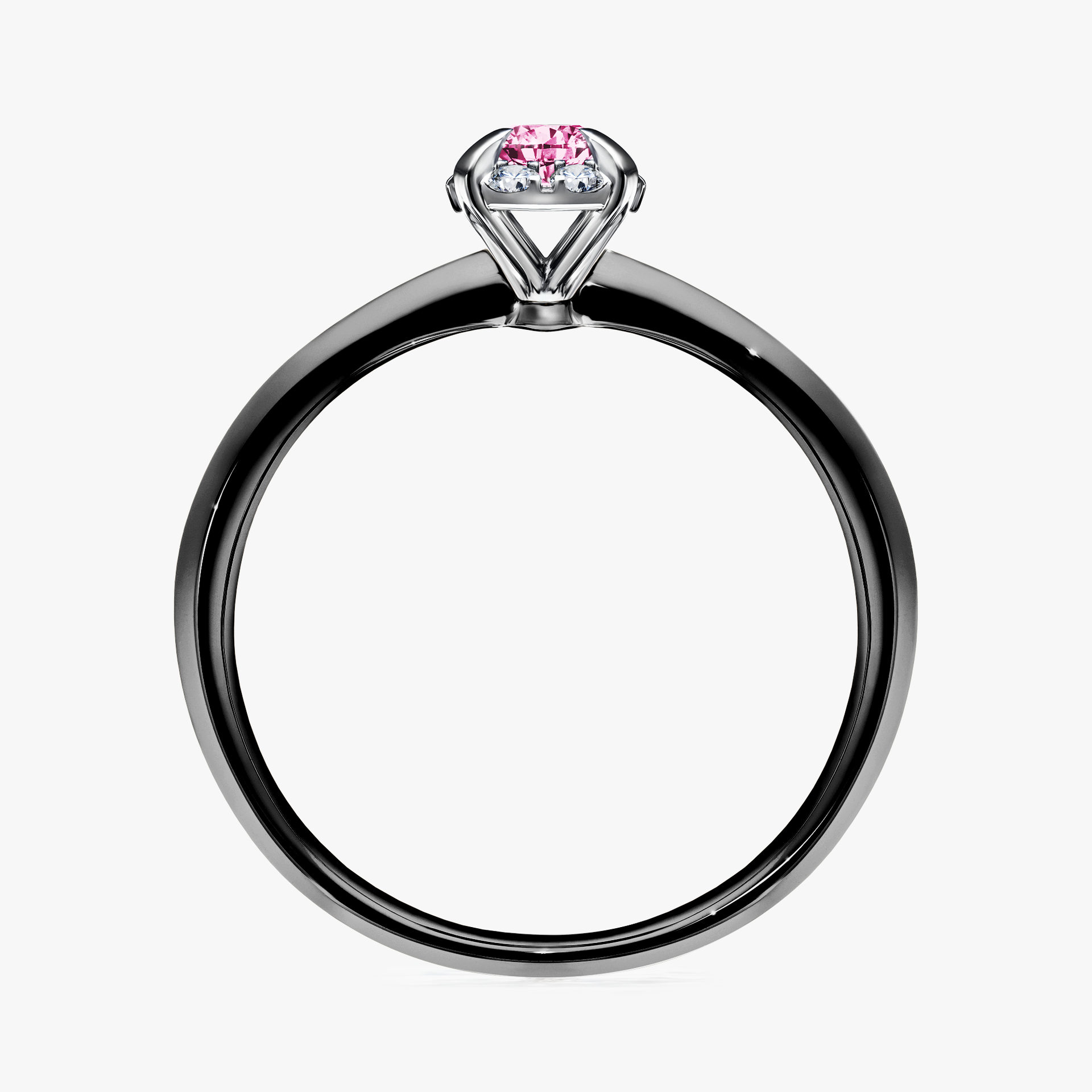 Pierścionek zaręczynowy My Beauty z czarnego złota z różowym diamentem 0,14ct