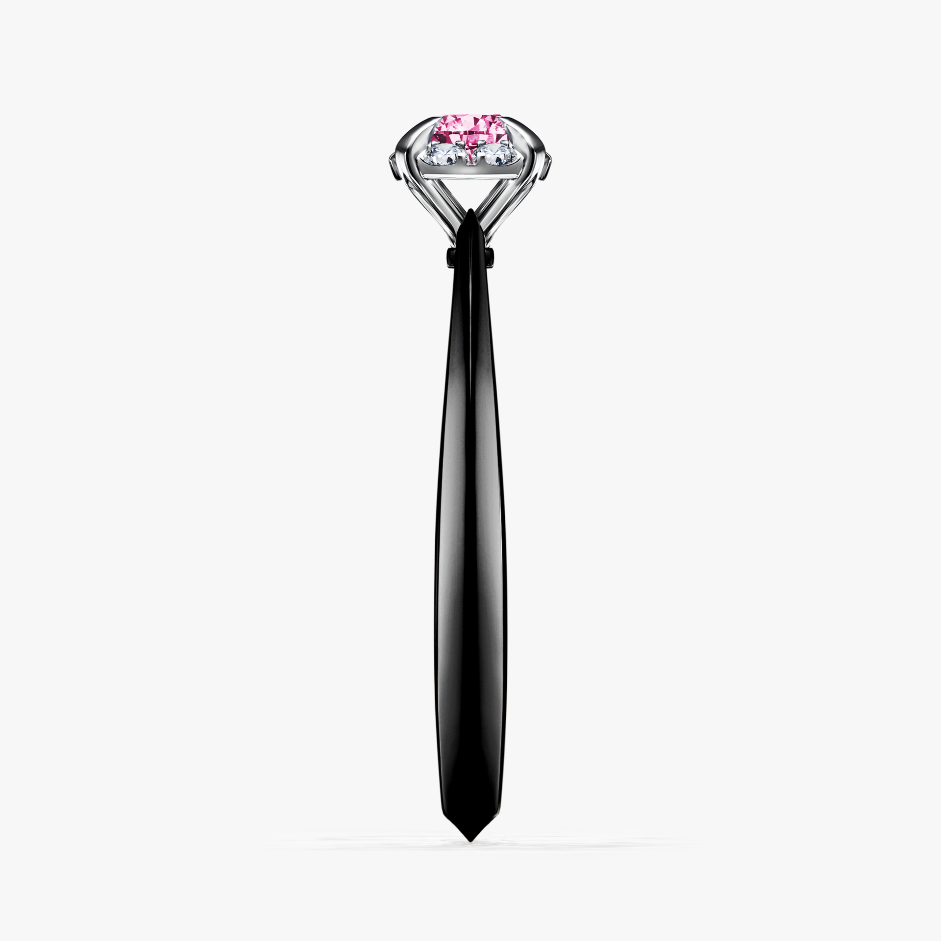 Pierścionek zaręczynowy My Beauty z czarnego złota z różowym diamentem 0,14ct