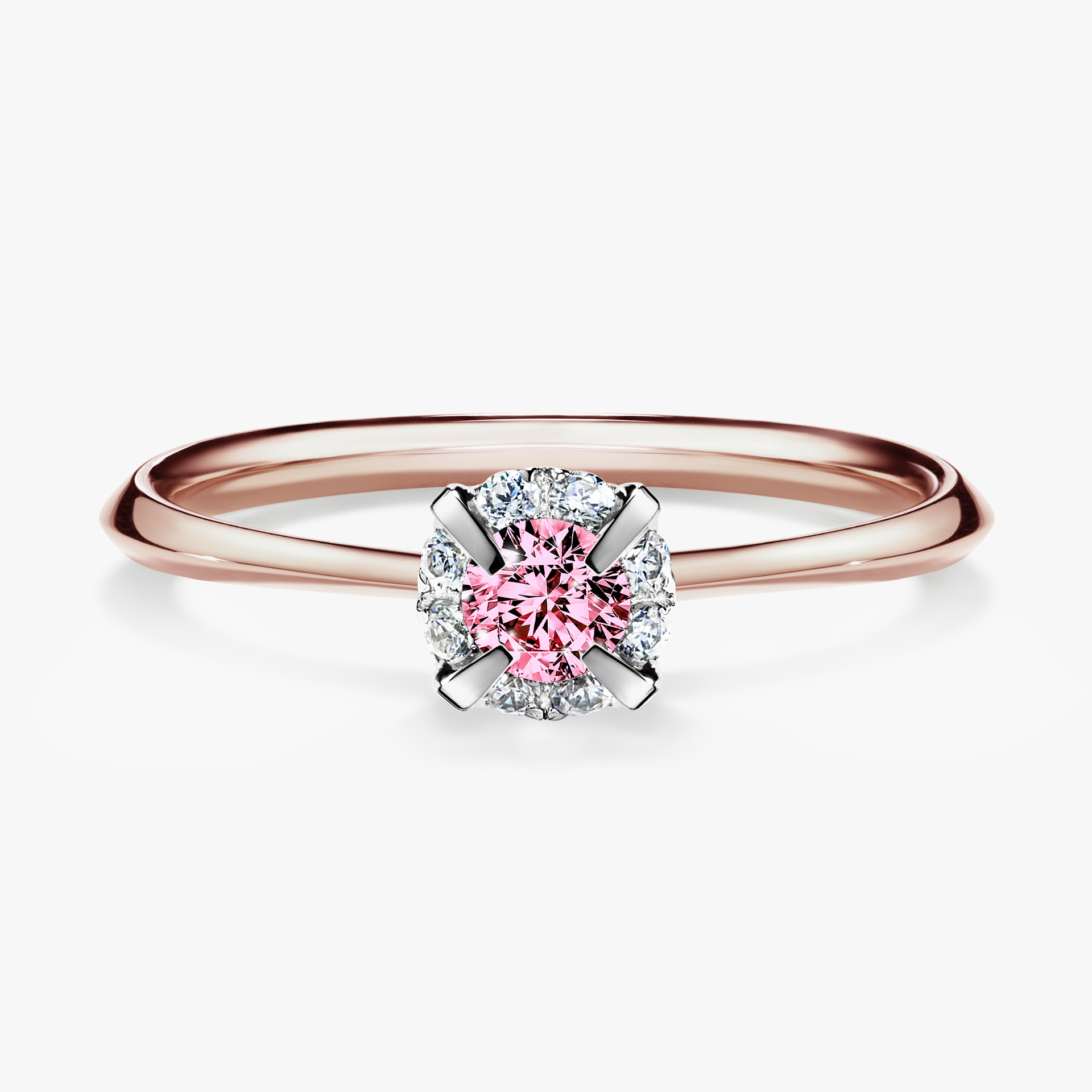 Pierścionek zaręczynowy My Beauty z różowego złota z różowym diamentem 0,14ct