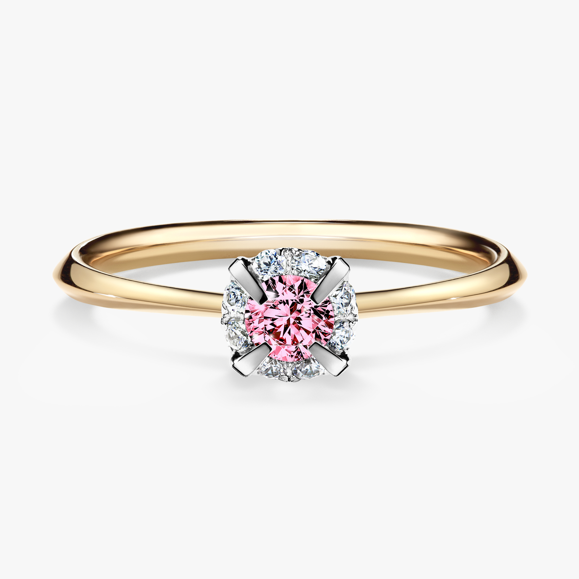 Pierścionek zaręczynowy My Beauty z żółtego złota z różowym diamentem 0,14ct