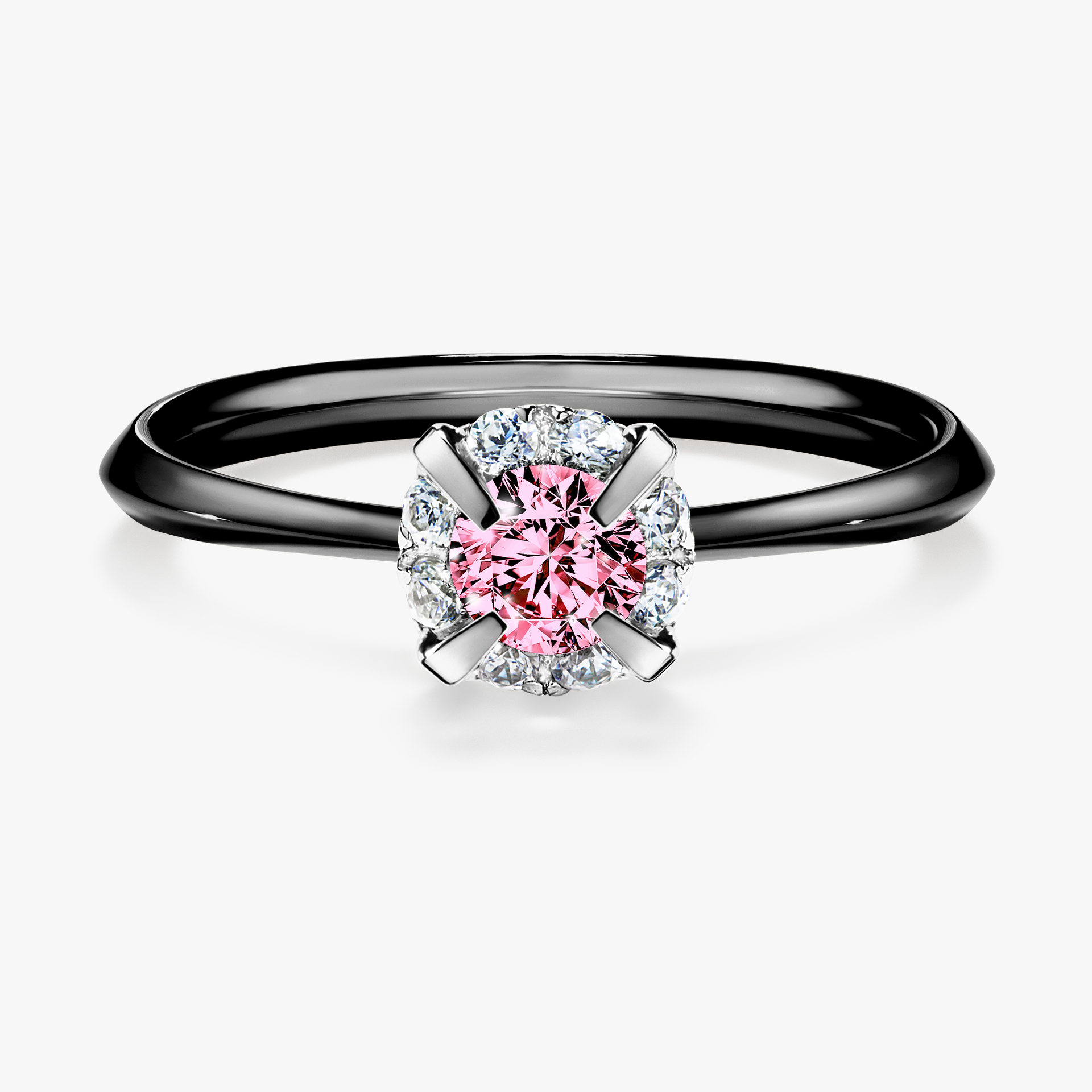 Pierścionek zaręczynowy My Beauty z czarnego złota z różowym diamentem 0,33ct