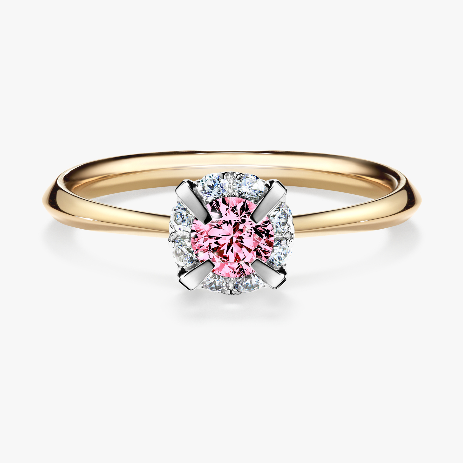 Pierścionek zaręczynowy My Beauty z żółtego złota z różowym diamentem 0,33ct