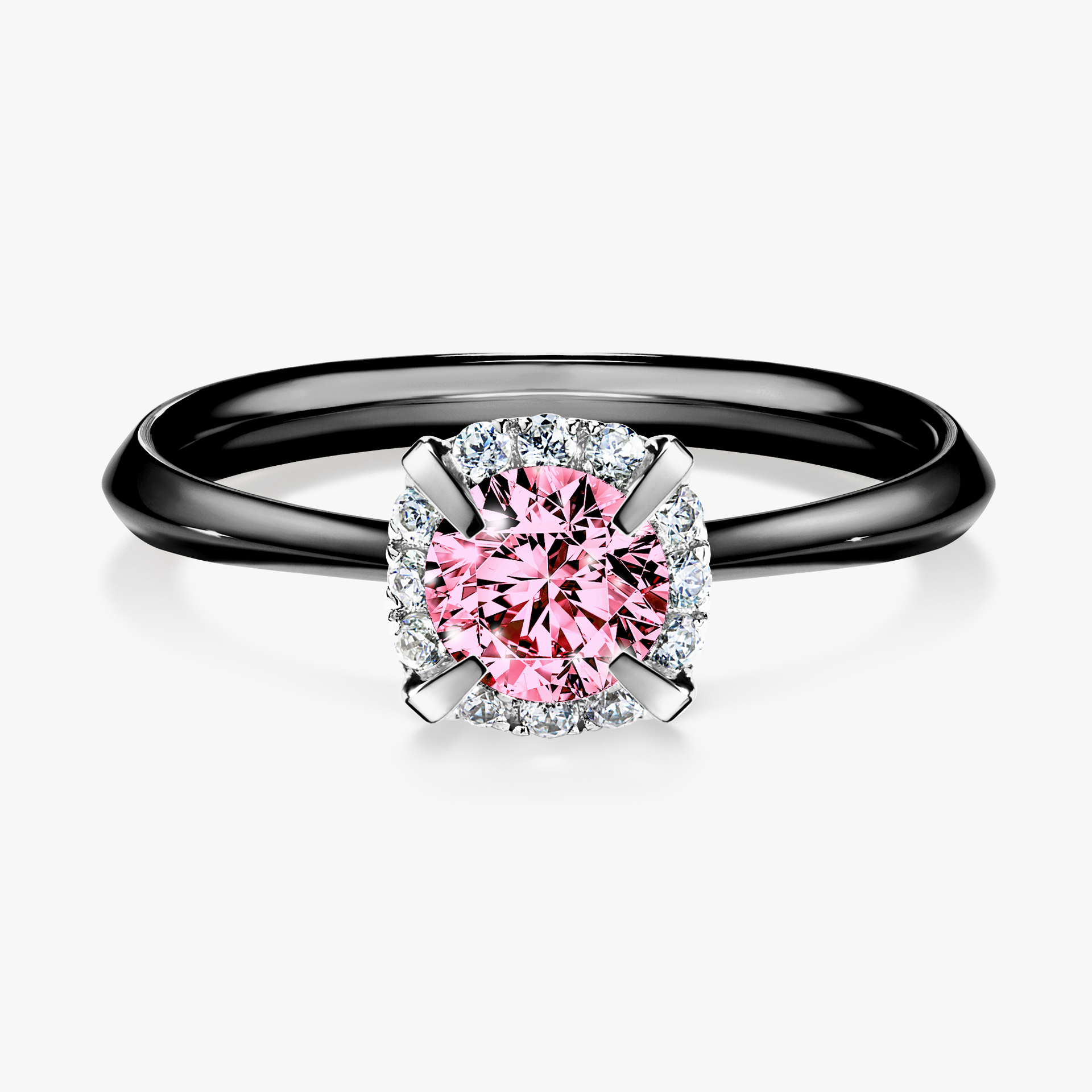 Pierścionek zaręczynowy My Beauty z czarnego złota z różowym diamentem 0,62ct